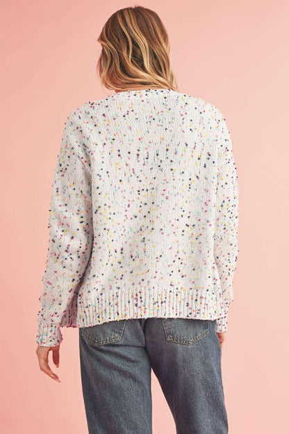 Apricot Confetti Knit Cropped Open Front Cardigan - The Fair Lady Shop