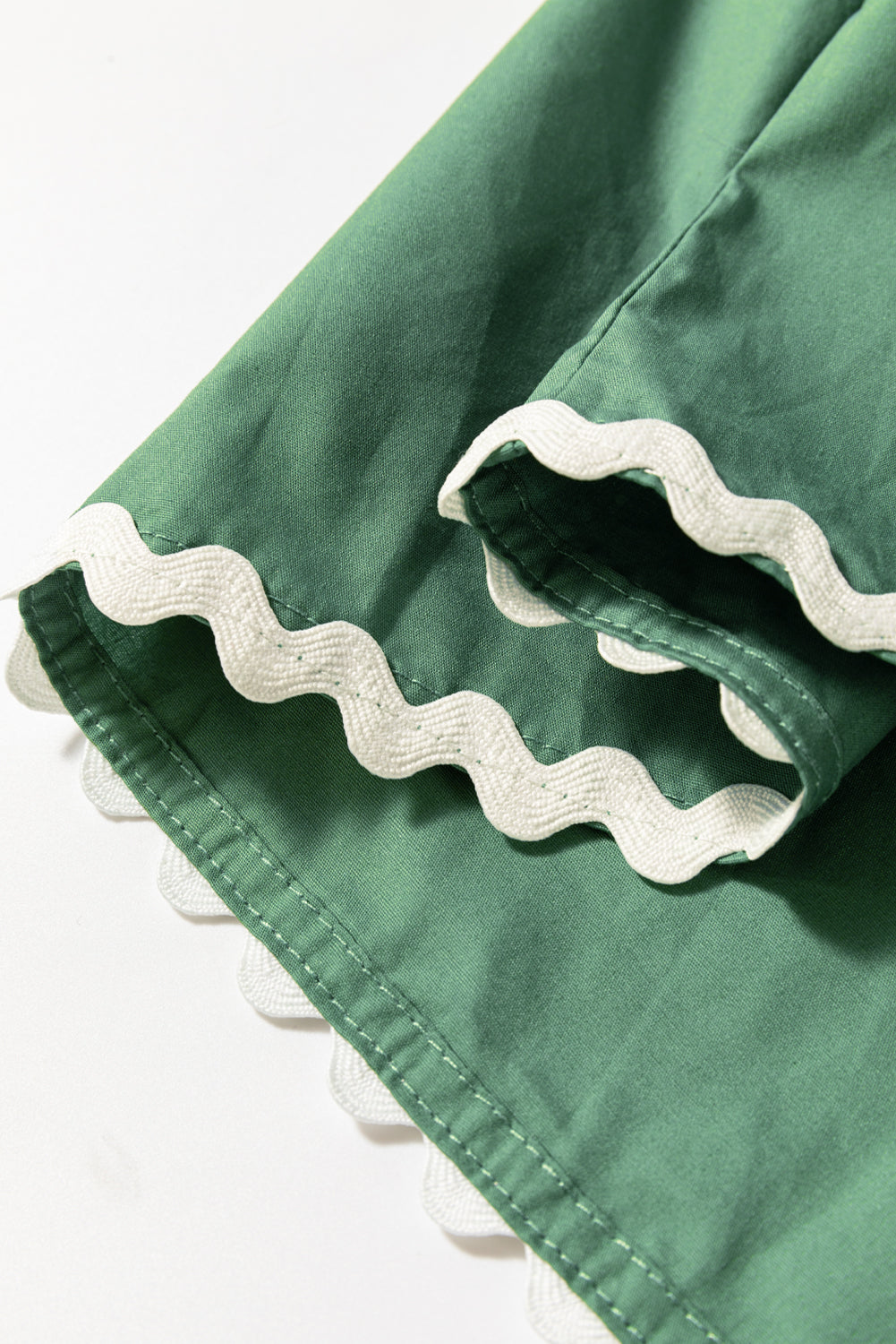 Mist Green V Neck Tie Detail Ricrac Blouse - The Fair Lady Shop