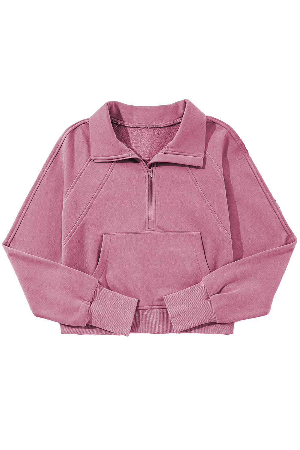 Phalaenopsis Zip Up Stand Collar Ribbed Thumbhole Sleeve Sweatshirt - The Fair Lady Shop