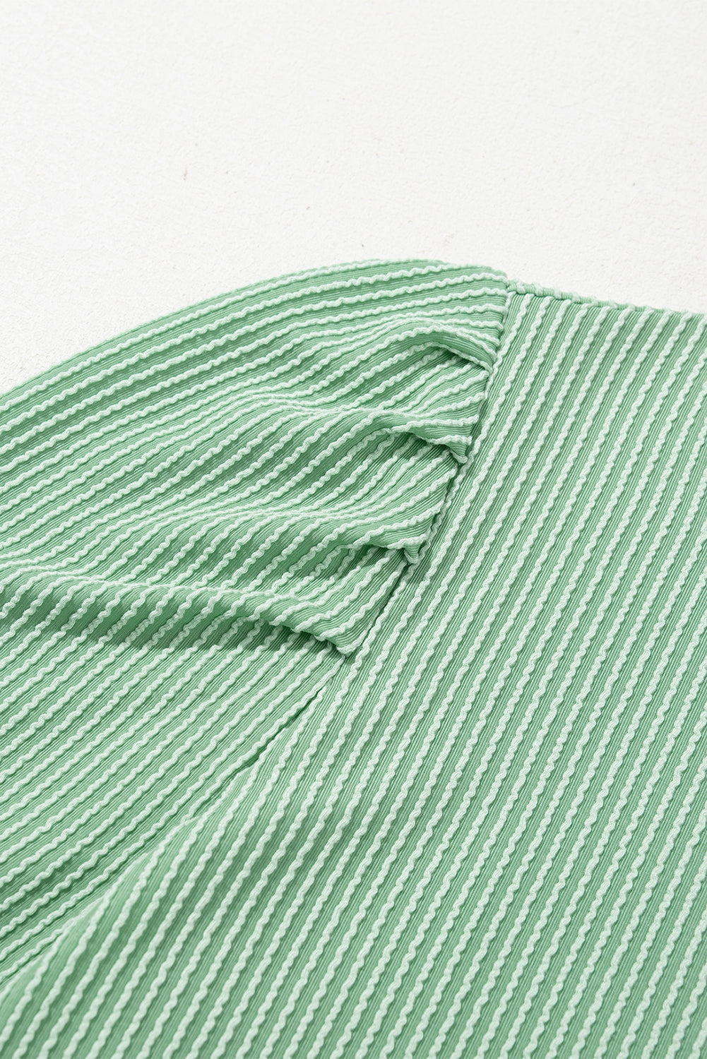 Mint Green Corded Crew Neck Puff Sleeve Mini Dress - The Fair Lady Shop