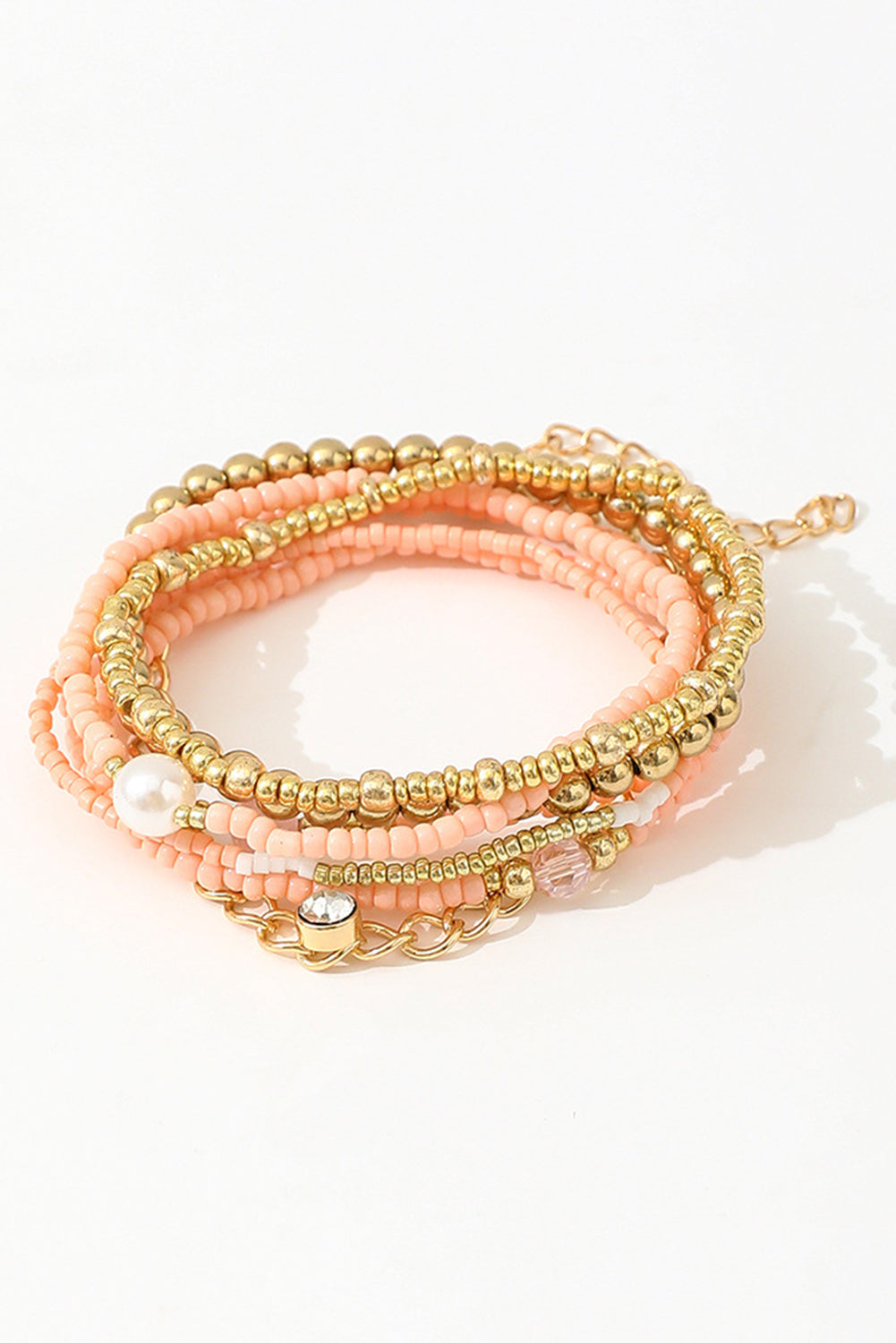 Gold Chain and Beaded Stretch Bracelet Set - The Fair Lady Shop