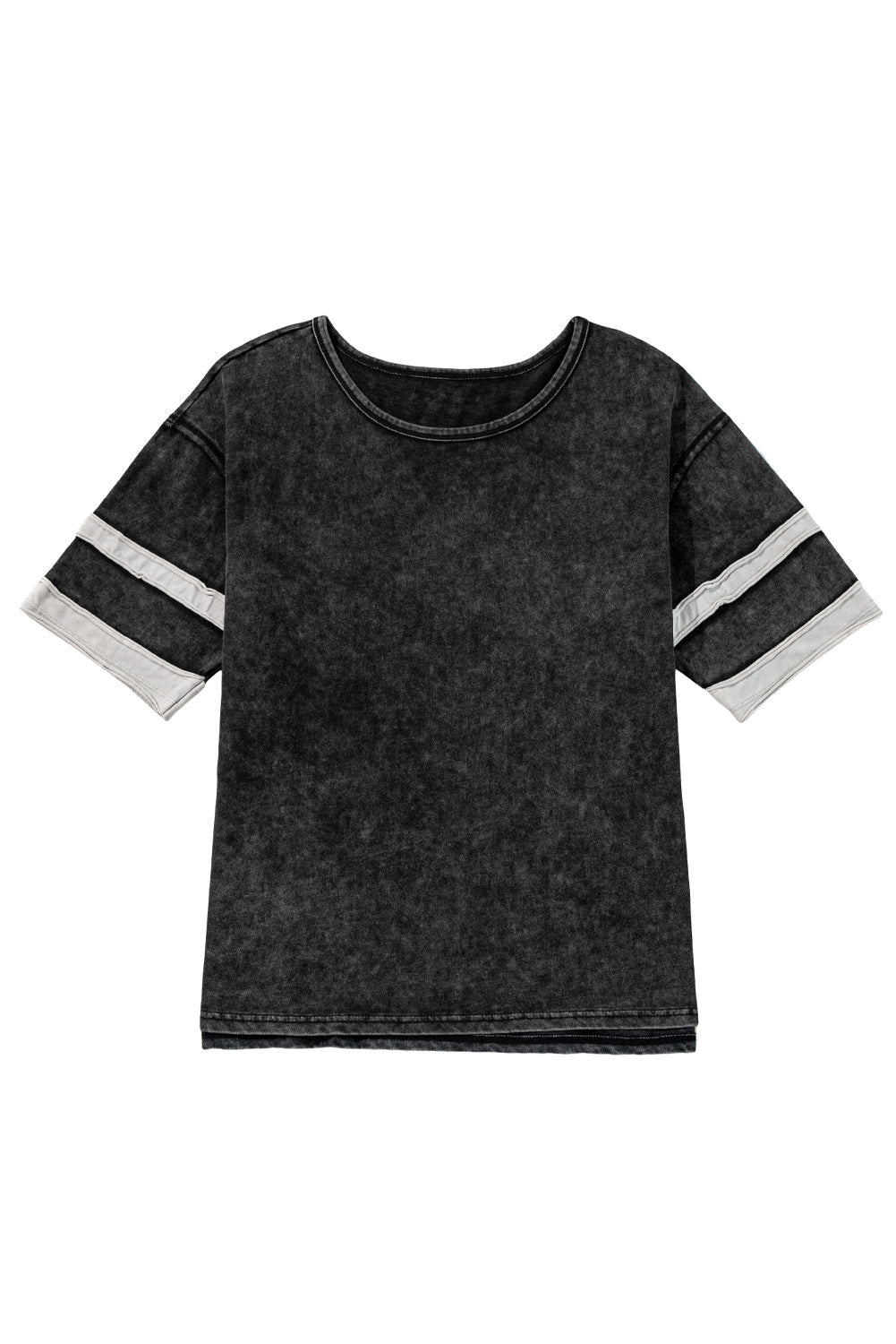 Black Vintage Stripe Sleeve Cotton T-shirt - The Fair Lady Shop