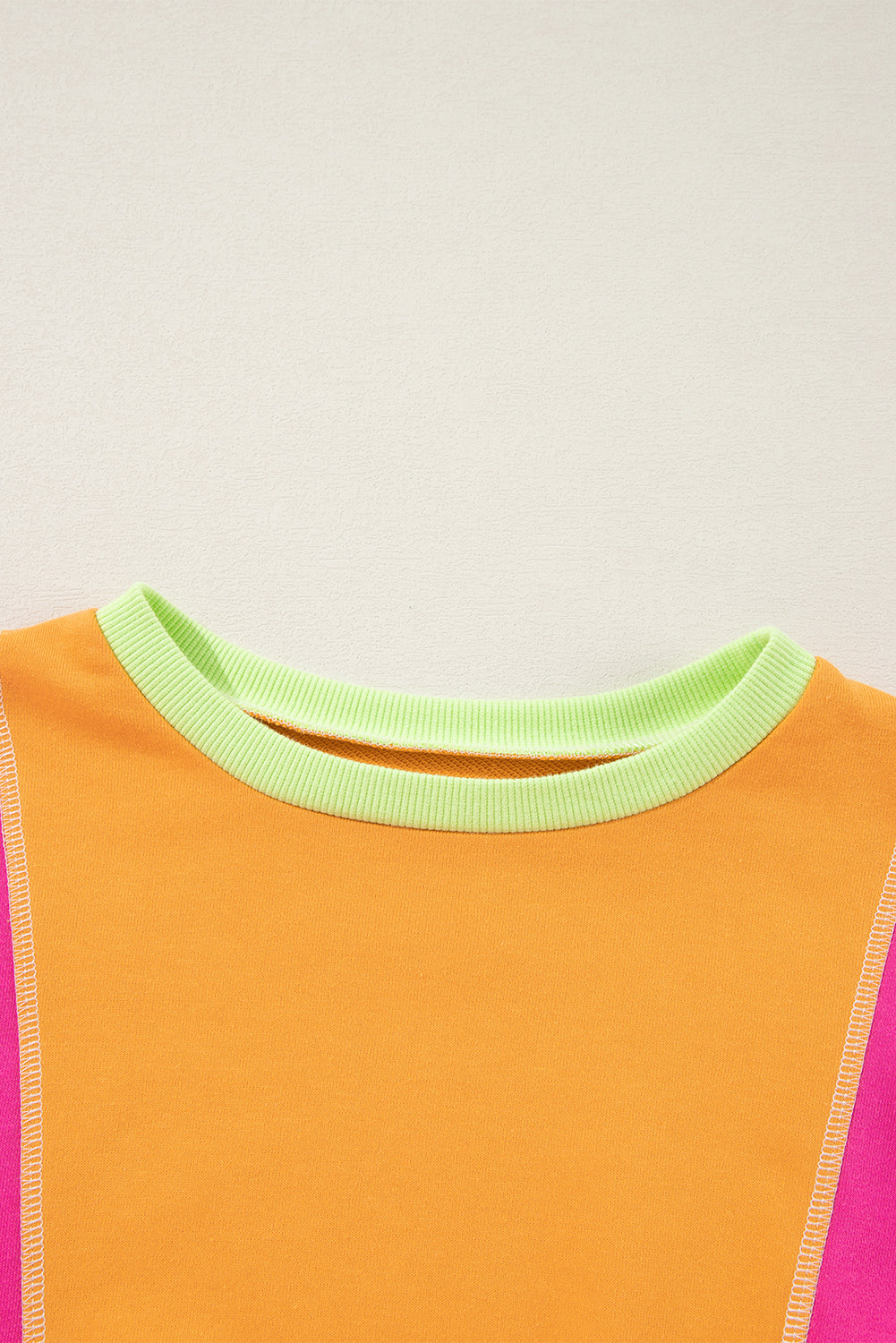Grapefruit Orange Colorblock Patchwork Drop Shoulder Top - The Fair Lady Shop
