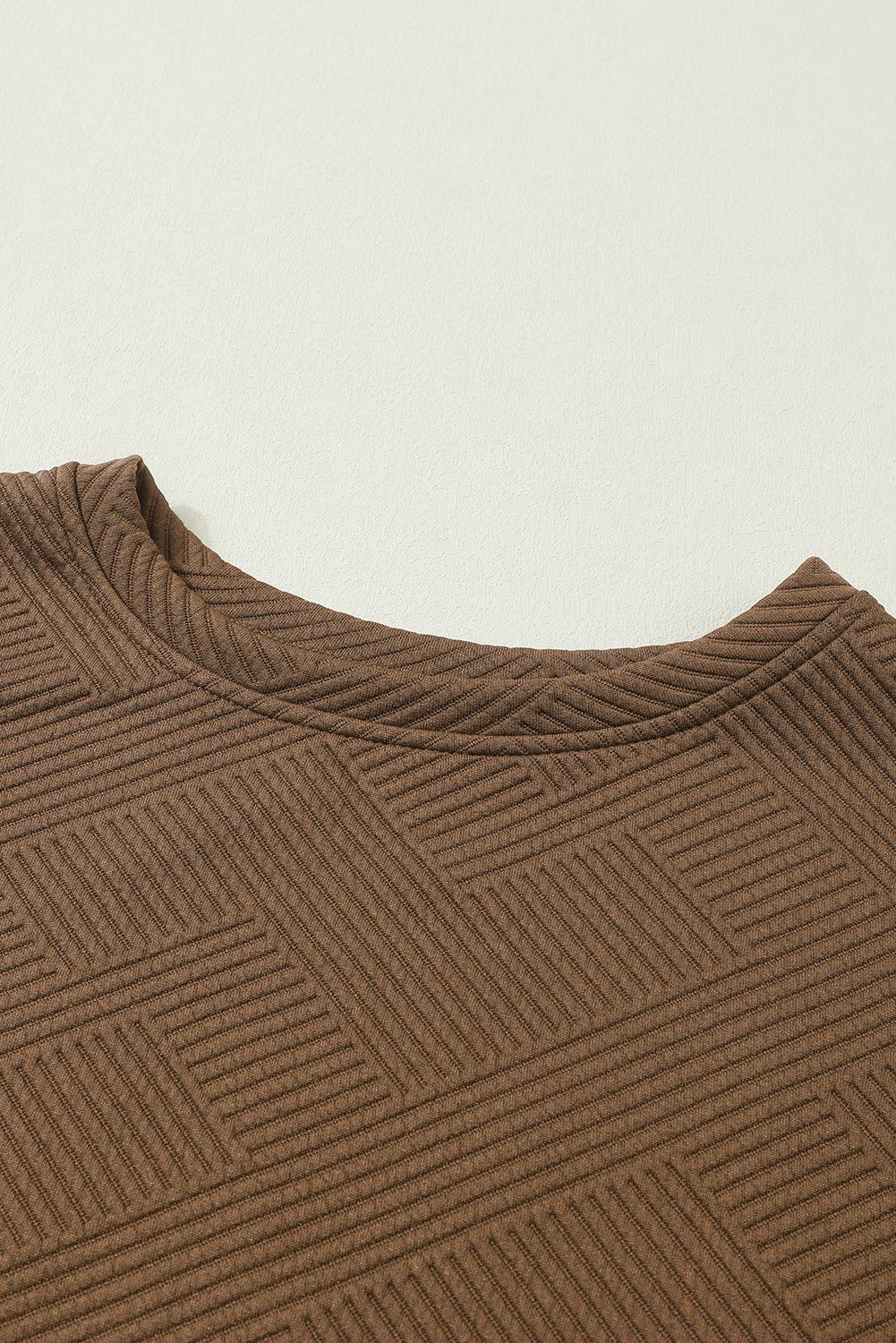 Dark Brown Textured Loose Slouchy Long Sleeve Top and Pants Set - The Fair Lady Shop