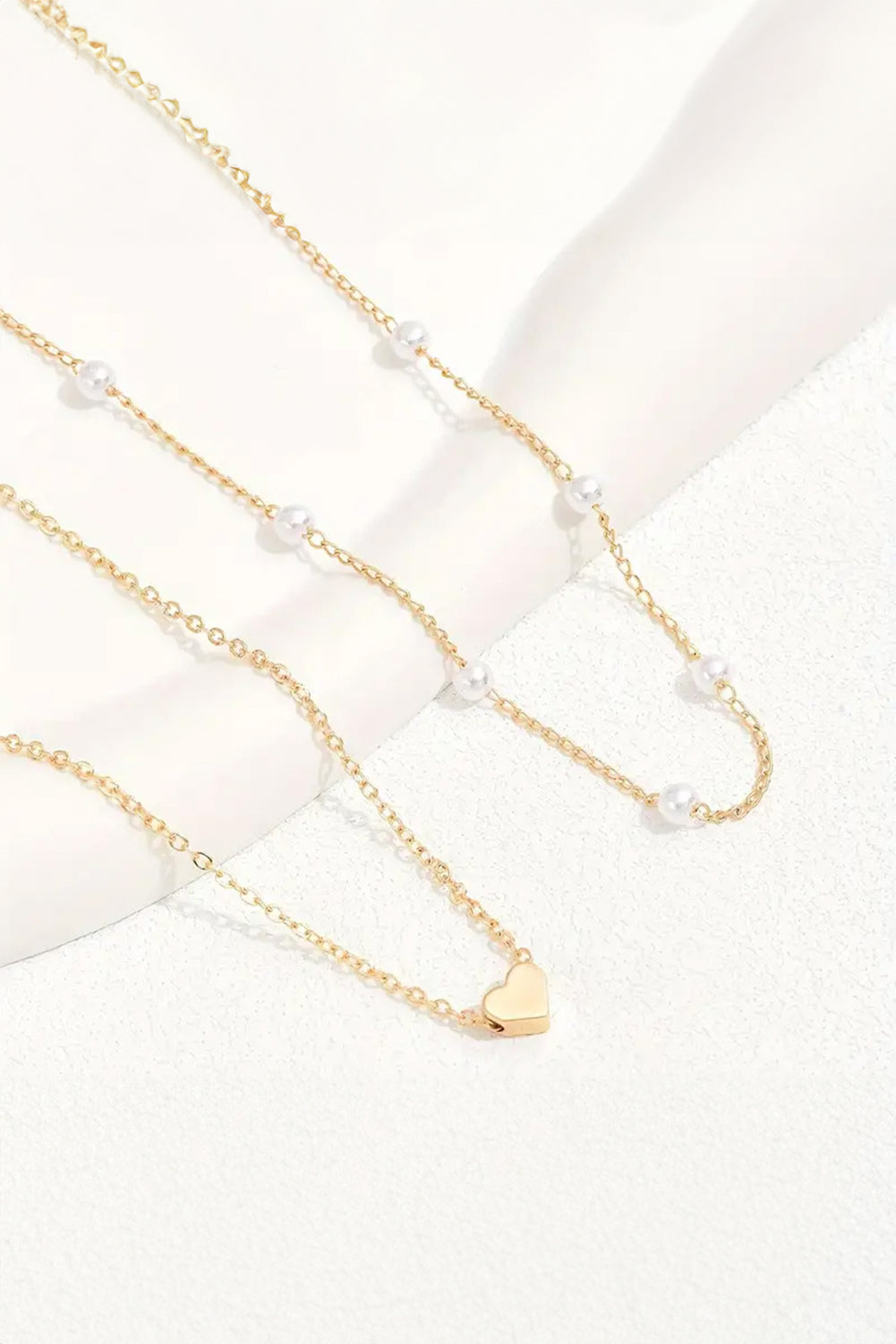 Gold Pearl Heart Chain Necklace - The Fair Lady Shop