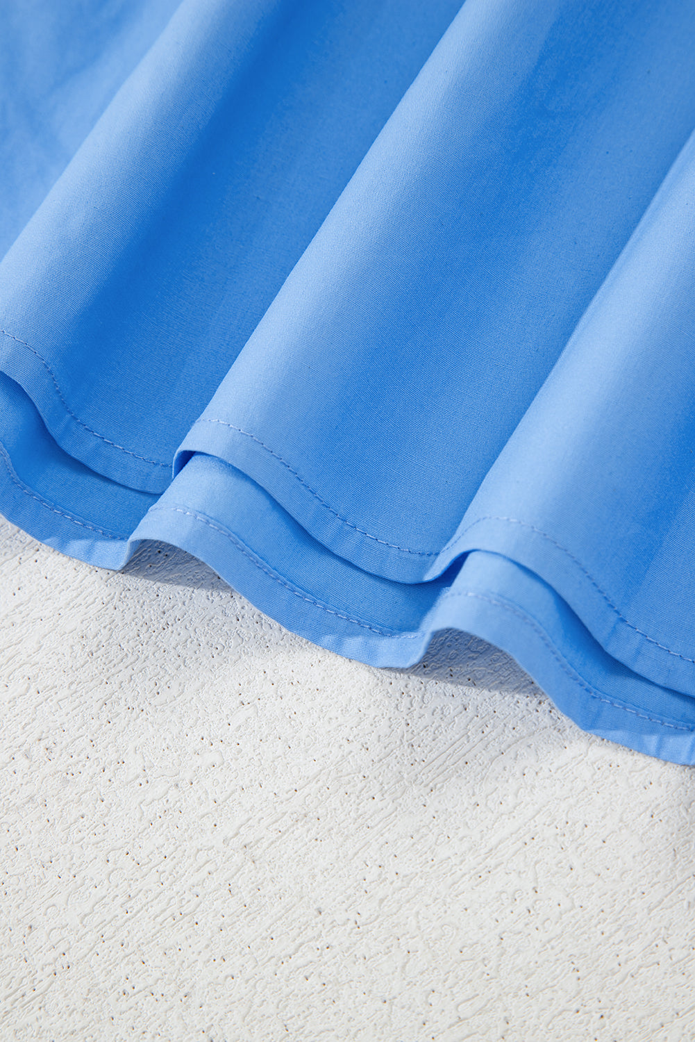 Sky Blue Puff Sleeve Pop of Color Neckline Blouse - The Fair Lady Shop