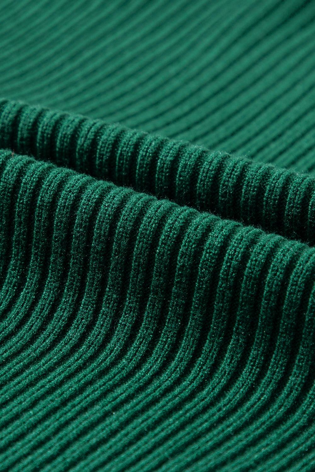 Green Patch Pocket Ribbed Knit Short Sleeve Sweater - The Fair Lady Shop