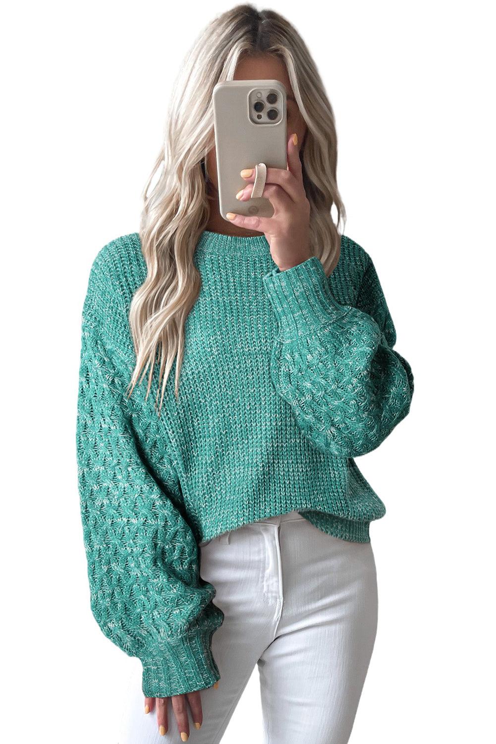 Verdant Chunky Knit Sleeve Drop Shoulder Sweater - The Fair Lady Shop