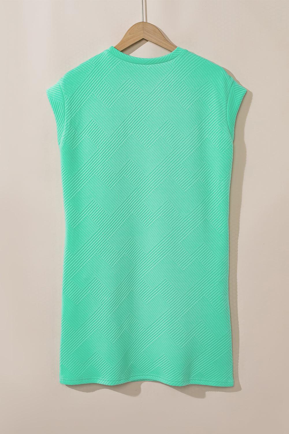 Sachet Pink Plain Textured Pocketed Mini Dress - The Fair Lady Shop