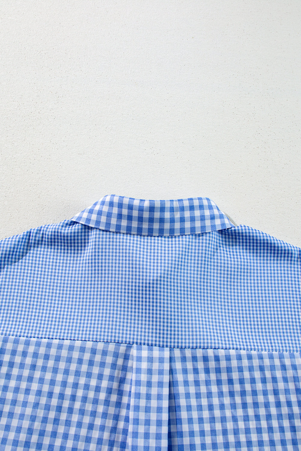 Sky Blue Plaid Pocket Long Sleeve Tunic Shirt