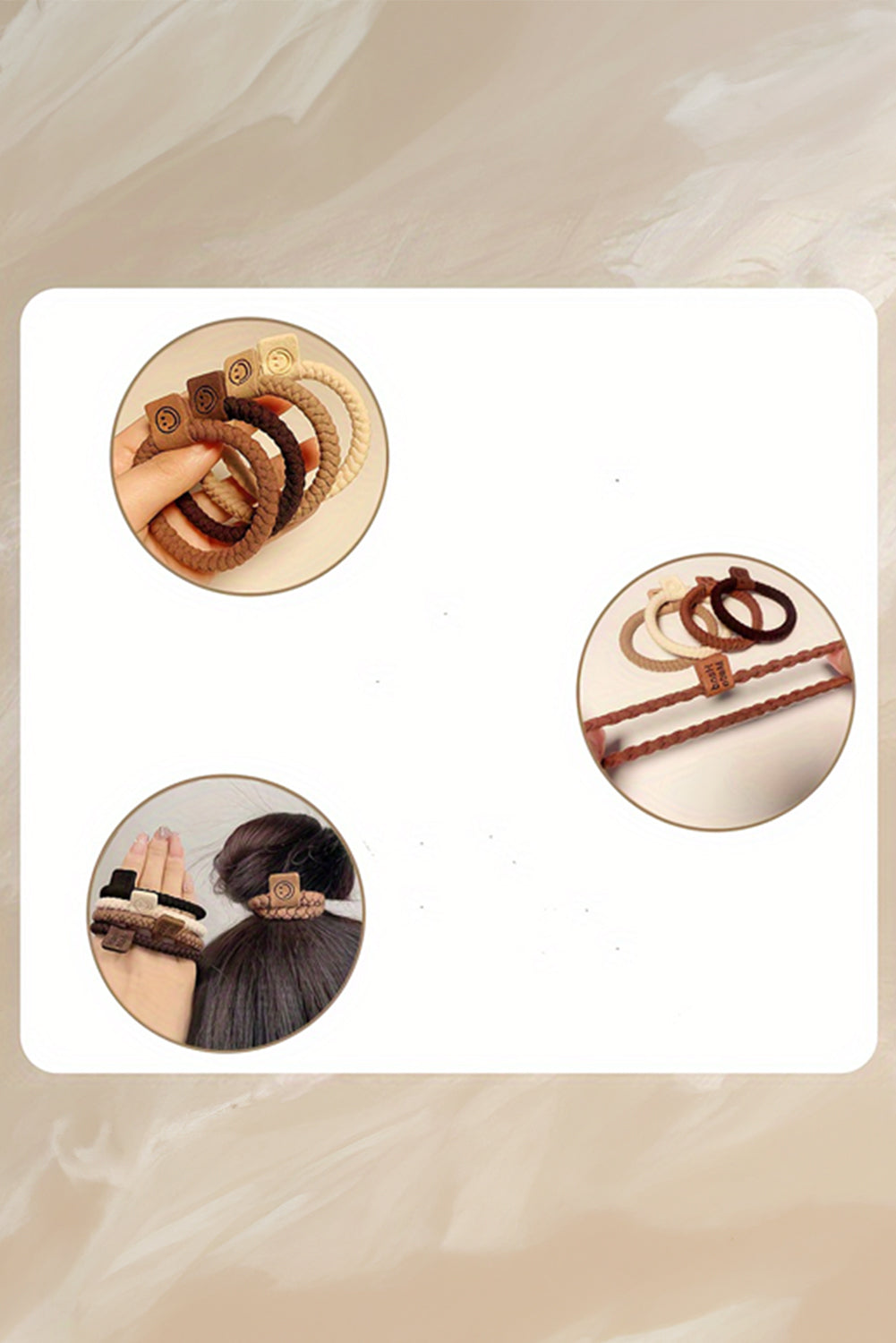 Chestnut 5Pcs Smile Face Decor Braided Hairband - The Fair Lady Shop