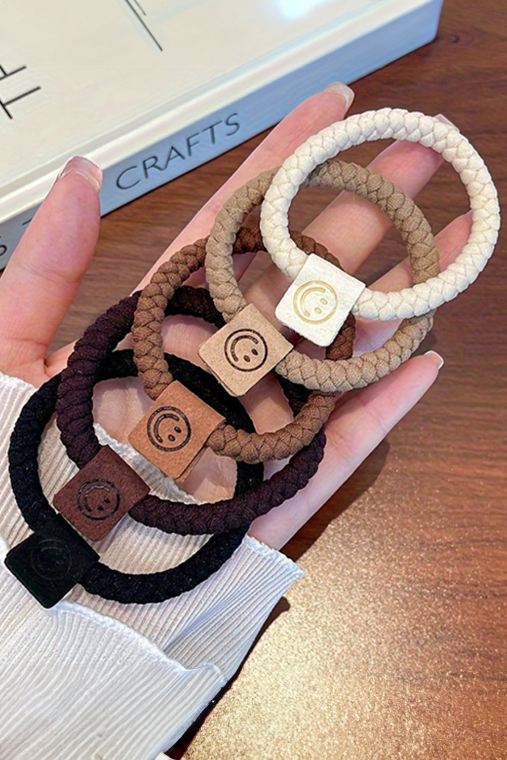 Chestnut 5Pcs Smile Face Decor Braided Hairband - The Fair Lady Shop