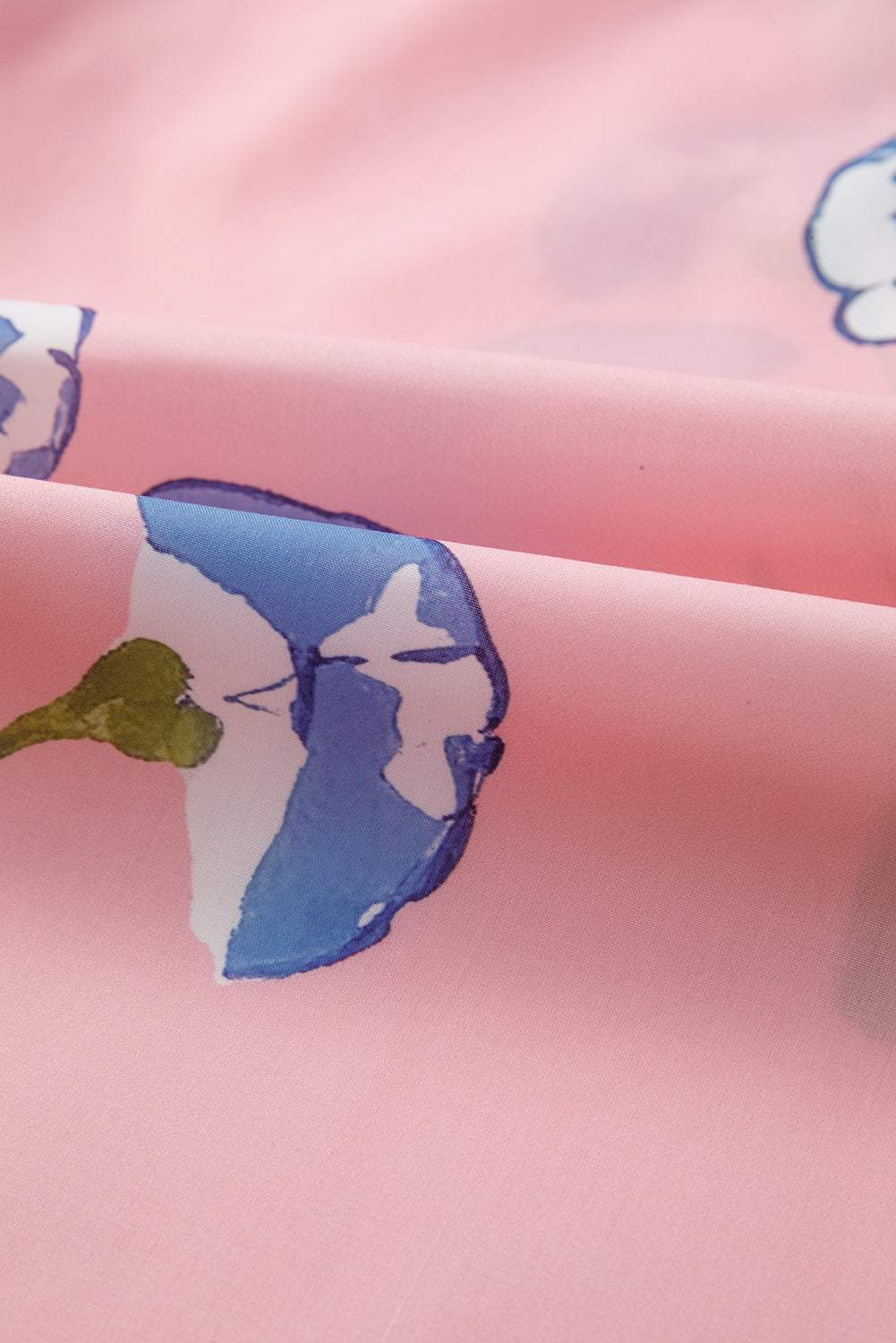 Pink Puff Sleeve Floral Pop of Color Neckline Blouse - The Fair Lady Shop