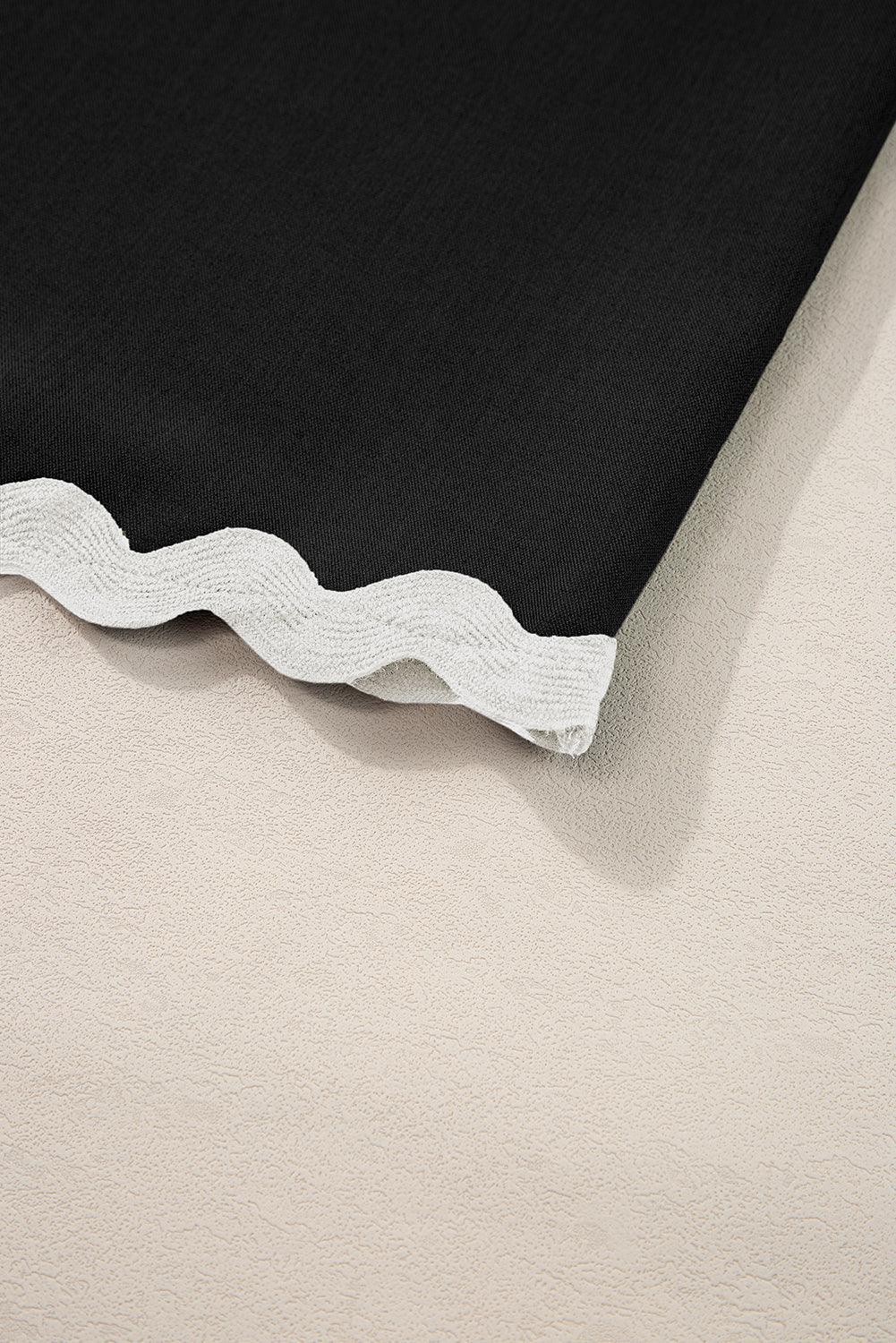 White Ricrac Applique Sleeveless Top and Pocketed Shorts Set - The Fair Lady Shop