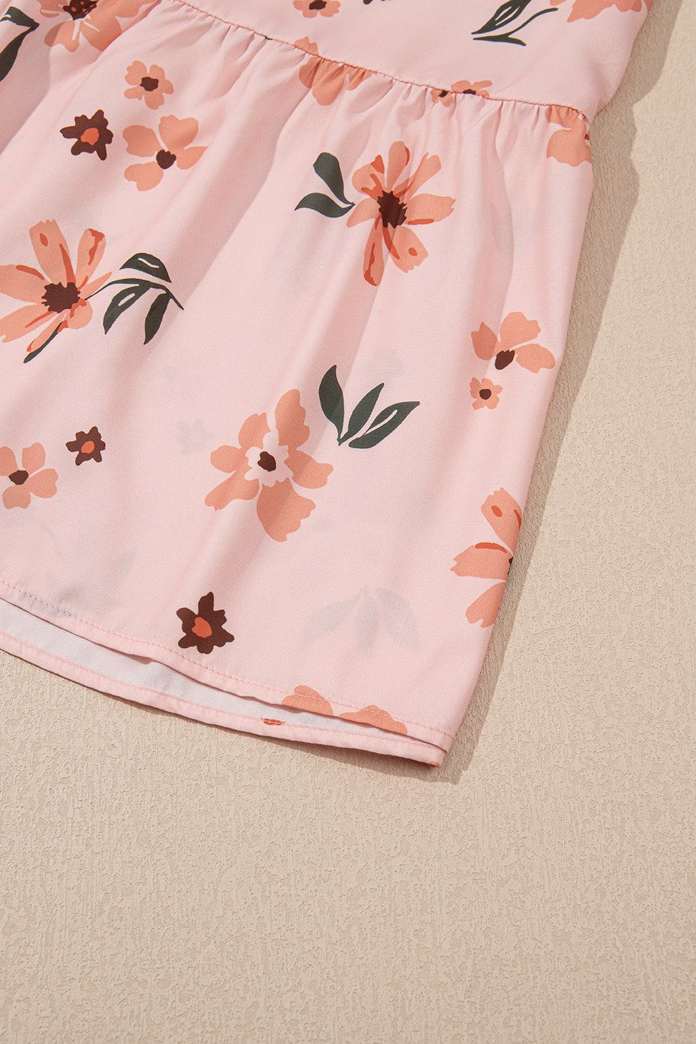Pink Floral V Neck Smocked High Waist Ruffle Hem Maxi Dress - The Fair Lady Shop