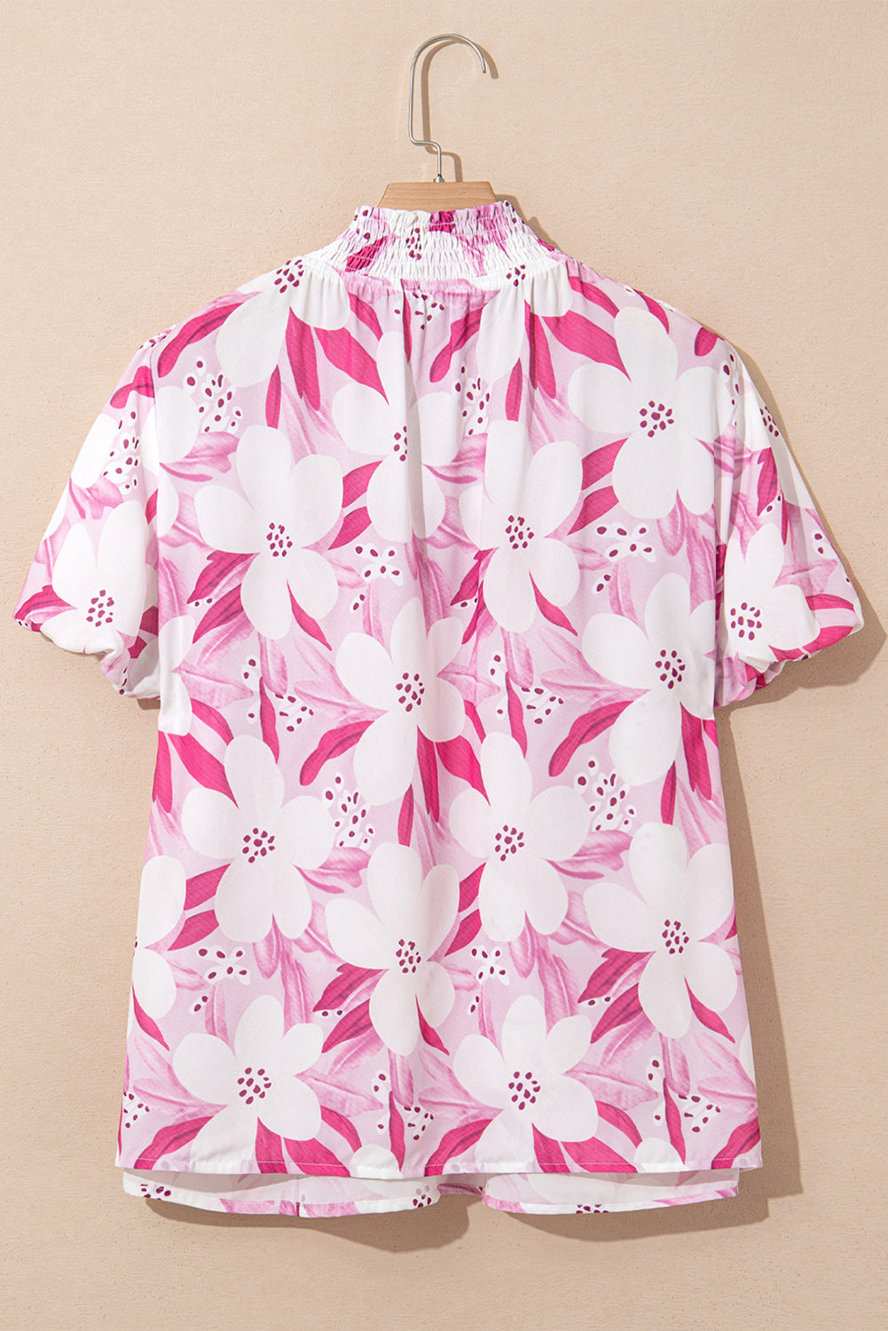 Rose Floral Frilled Collar Short Sleeve Blouse - The Fair Lady Shop