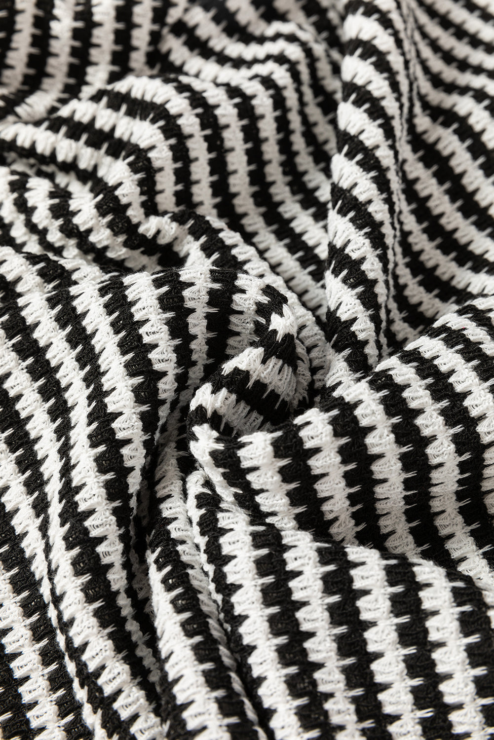 Black Striped Round Neck Drop Shoulder Long Sleeve Top - The Fair Lady Shop