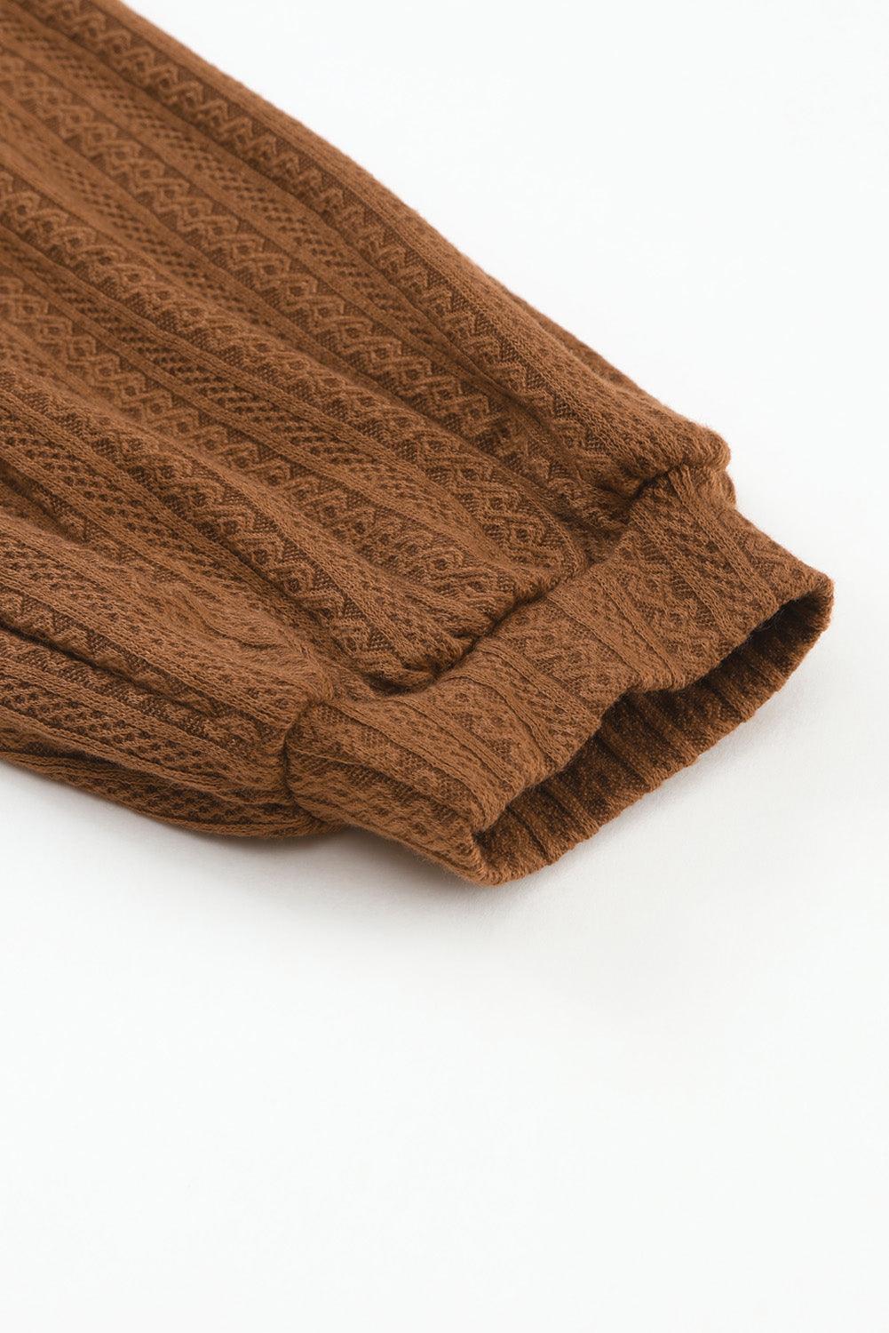Ruby Solid Color Textured Lantern Sleeve Top - The Fair Lady Shop