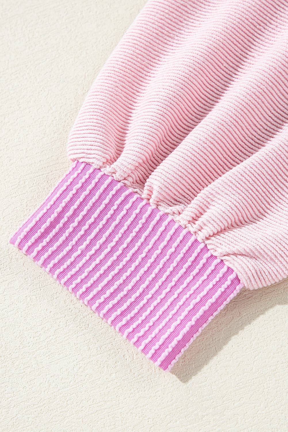 Light Pink Corded Patch Pocket Drawstring Henley Long Sleeve Tops - The Fair Lady Shop