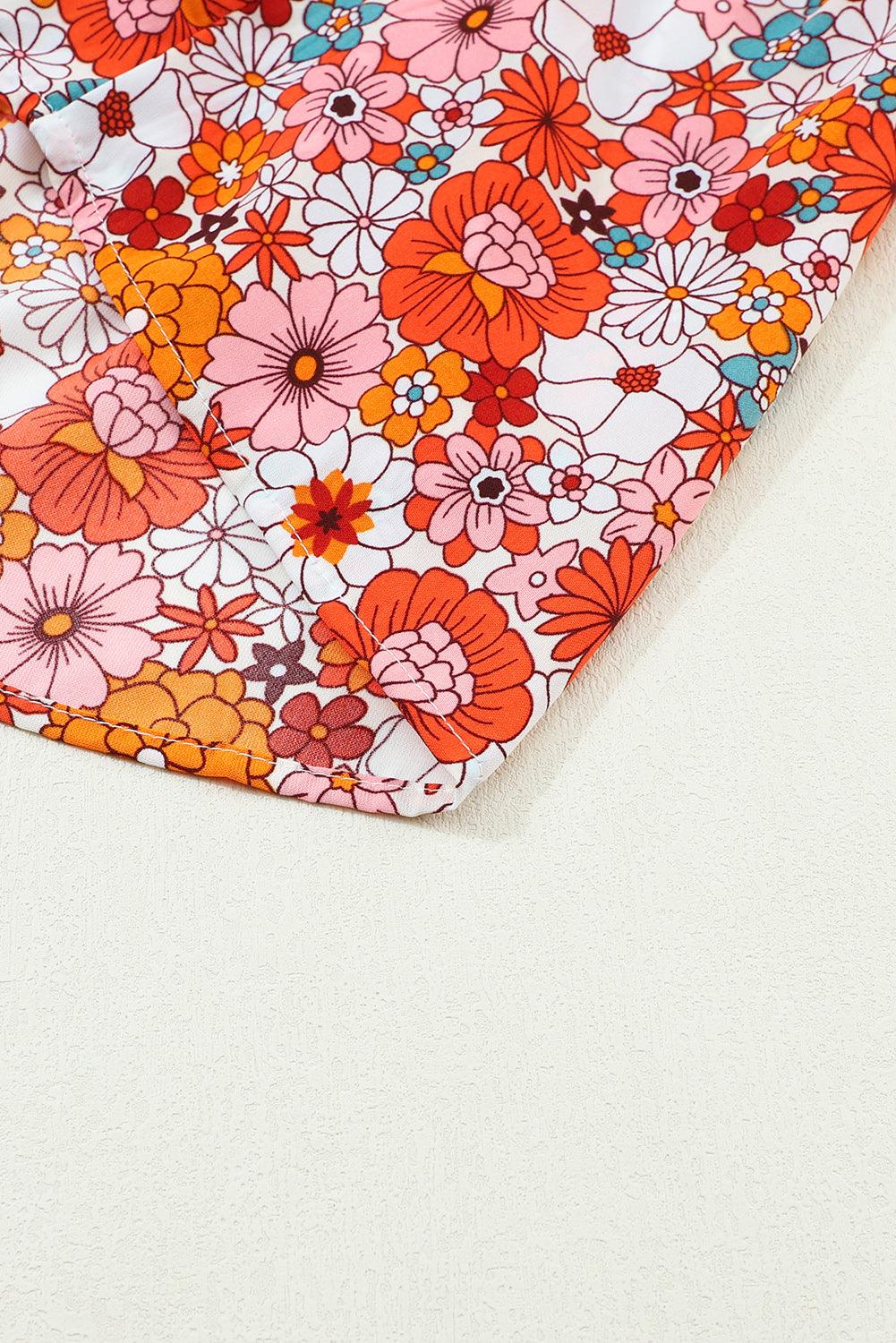 Multicolor Boho Floral Collared Long Sleeve Dress - The Fair Lady Shop