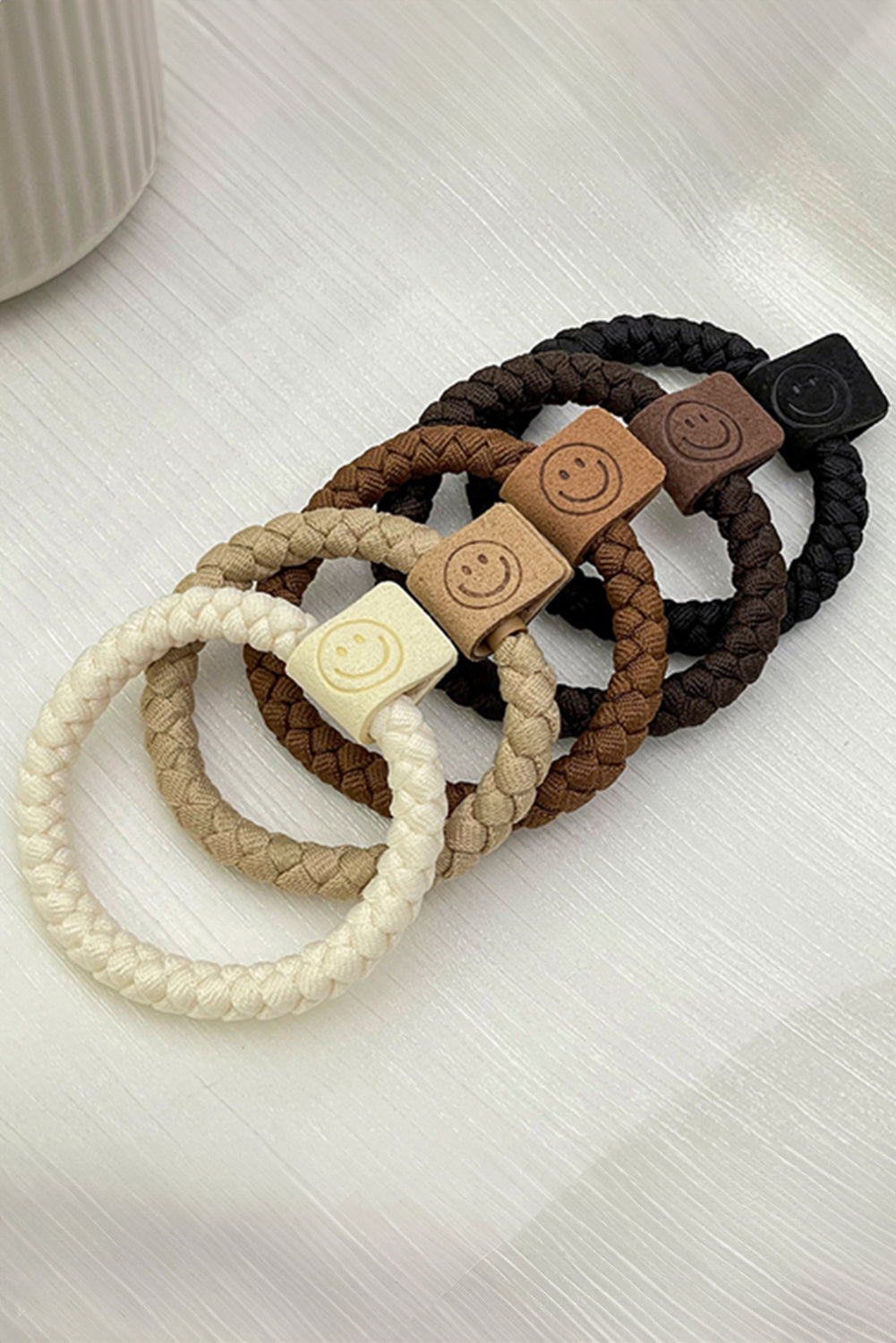 Chestnut 5Pcs Smile Face Decor Braided Hairband - The Fair Lady Shop