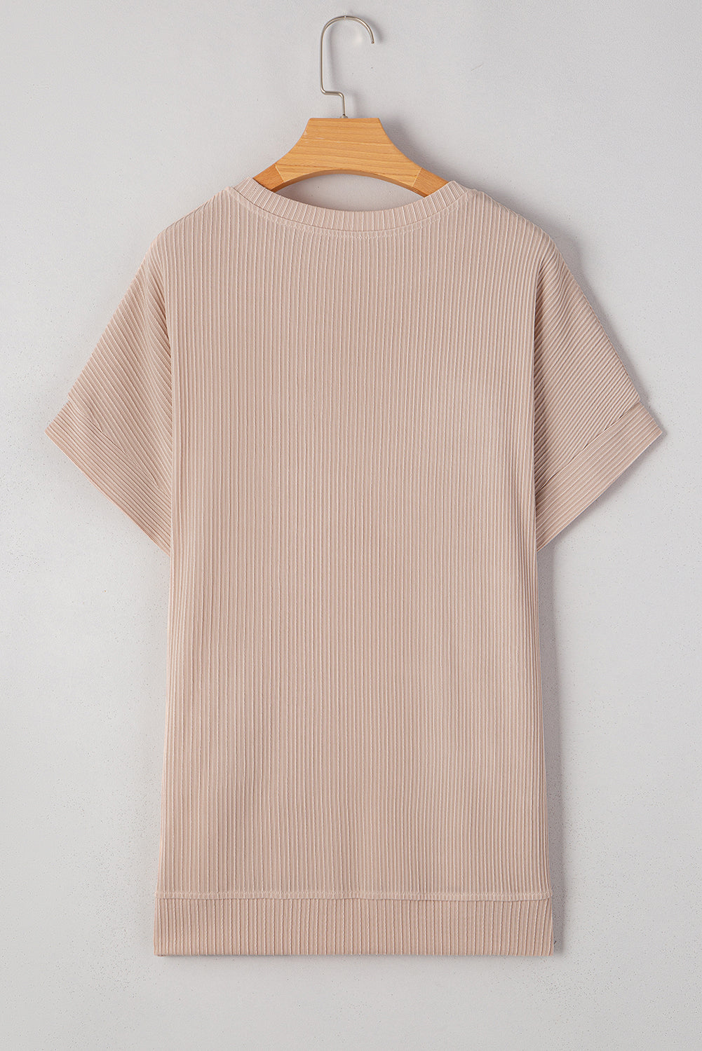 Jet Stream Textured Side Slits Short Sleeve Top - The Fair Lady Shop
