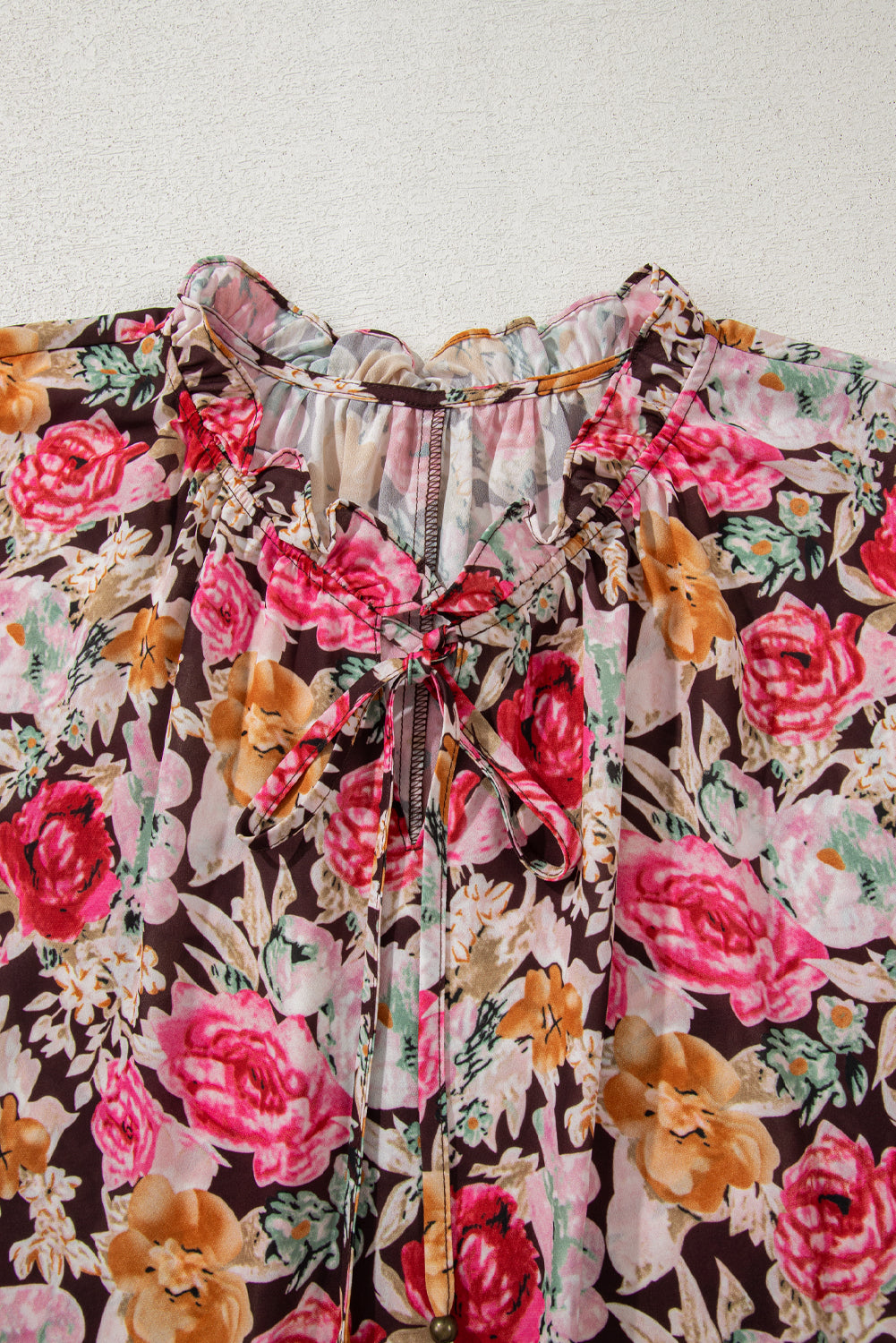 Pink Floral Print Short Sleeve Boho Blouse - The Fair Lady Shop