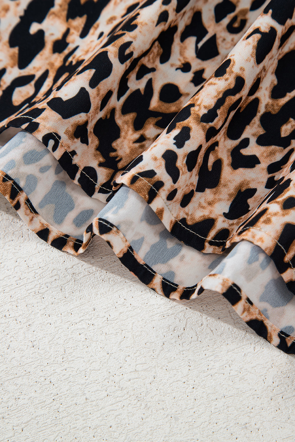 Apricot Leopard V Neck Half Sleeve Blouse - The Fair Lady Shop