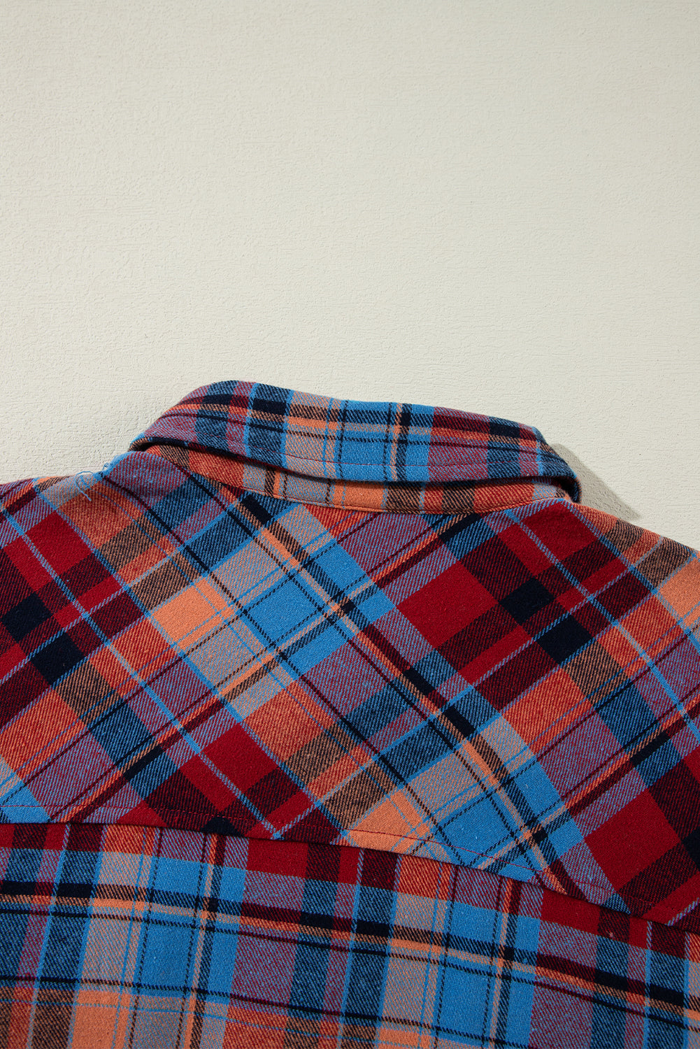 Red Plaid Print Drop Sleeve Loose Shirt - The Fair Lady Shop