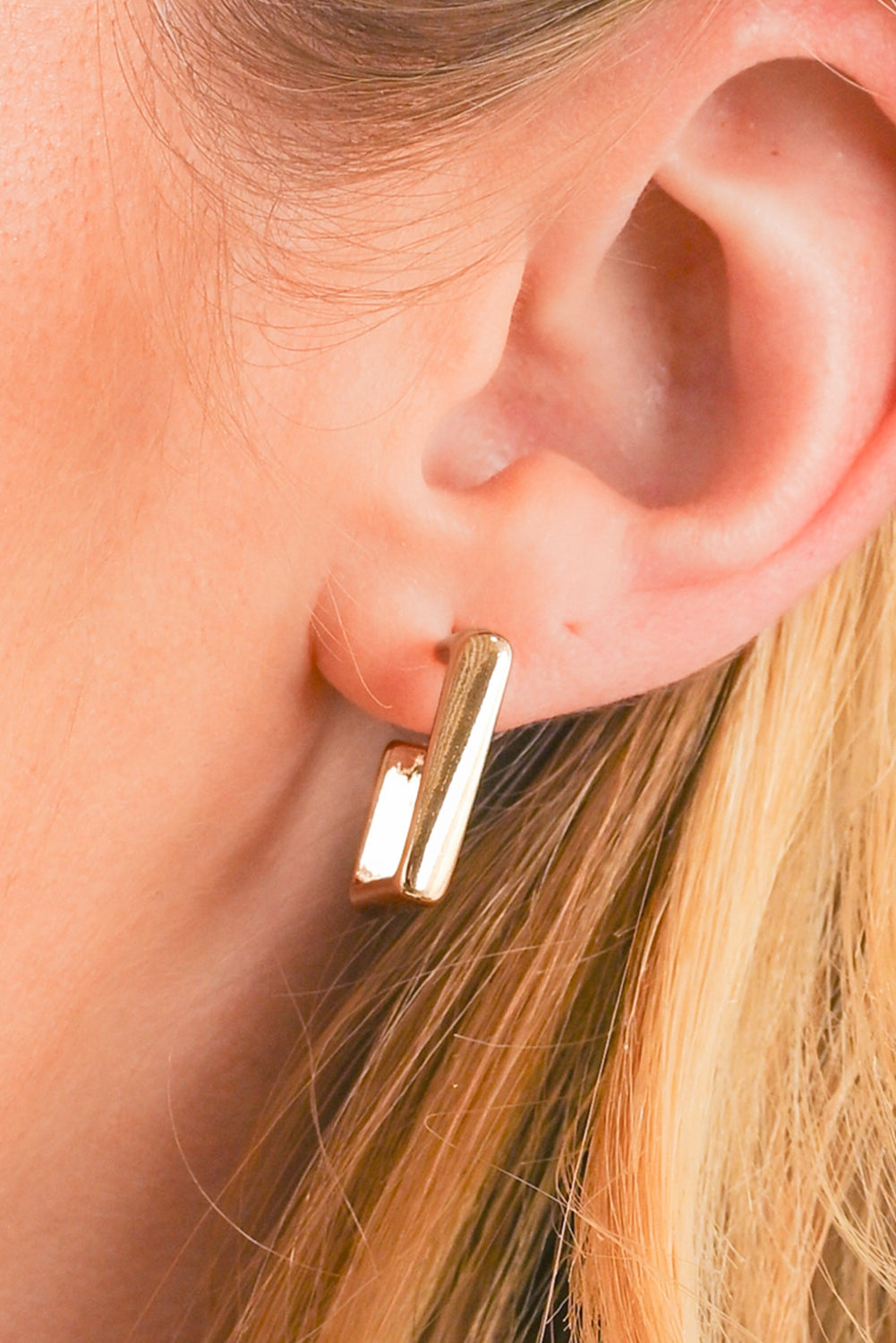 Gold Square Hook Plated Alloy Stud Earrings - The Fair Lady Shop