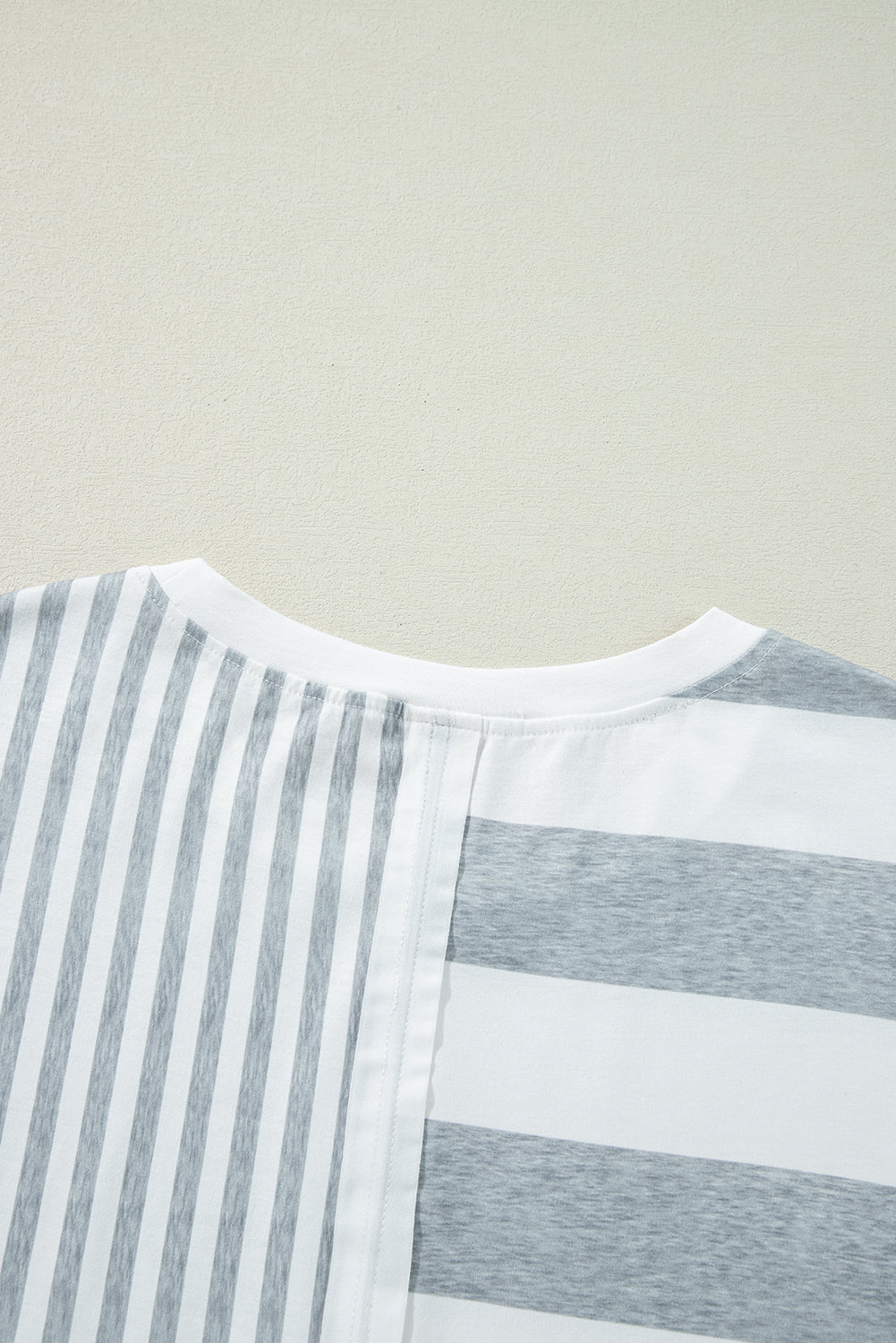 Gray Stripe Mixed Printed Short Sleeve Shift Mini T Shirt Dress - The Fair Lady Shop