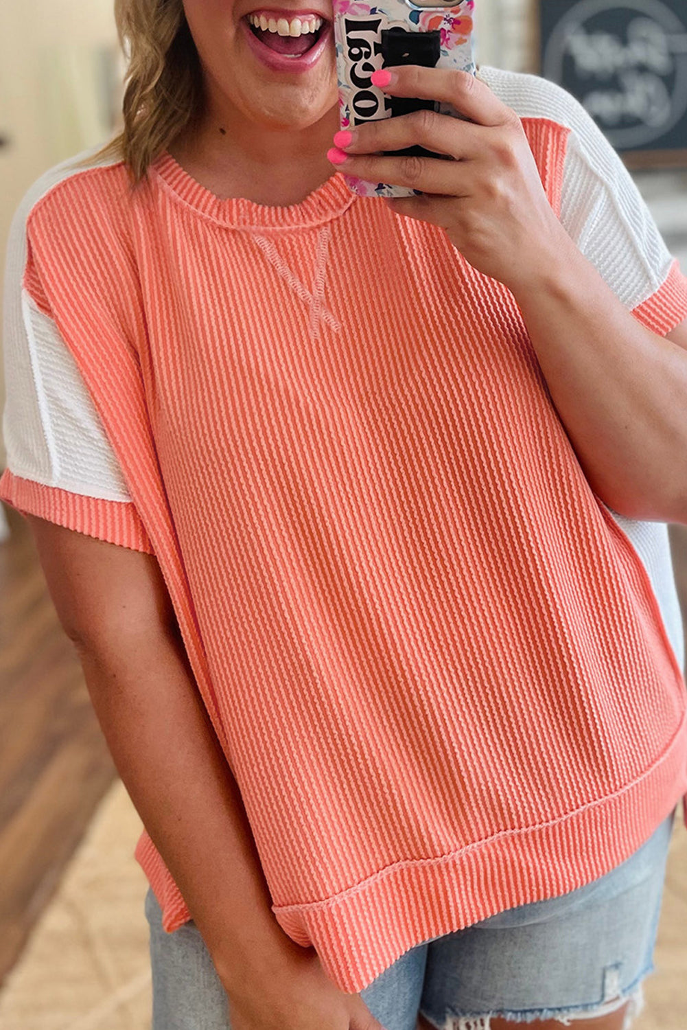 Carrot Twist Rib Colorblock Plus Size Top - The Fair Lady Shop