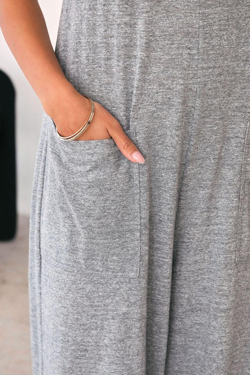 Black Loose Fit Side Pockets Spaghetti Strap Wide Leg Jumpsuit - The Fair Lady Shop
