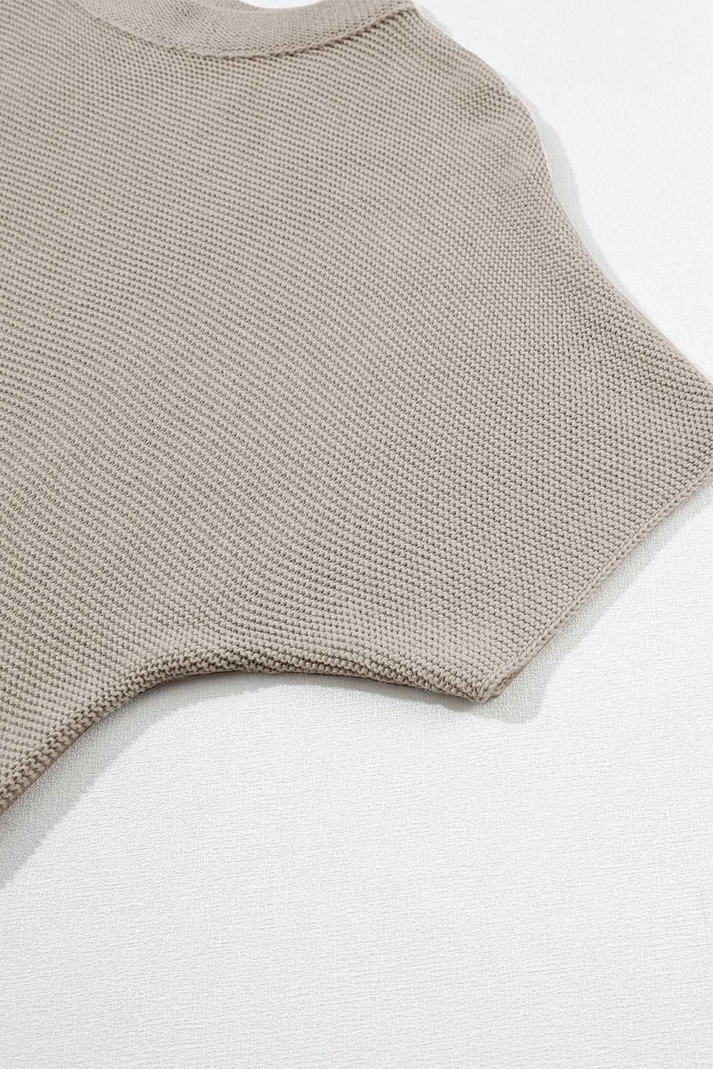 Apricot Mock Neck Short Batwing Sleeve Sweater - The Fair Lady Shop