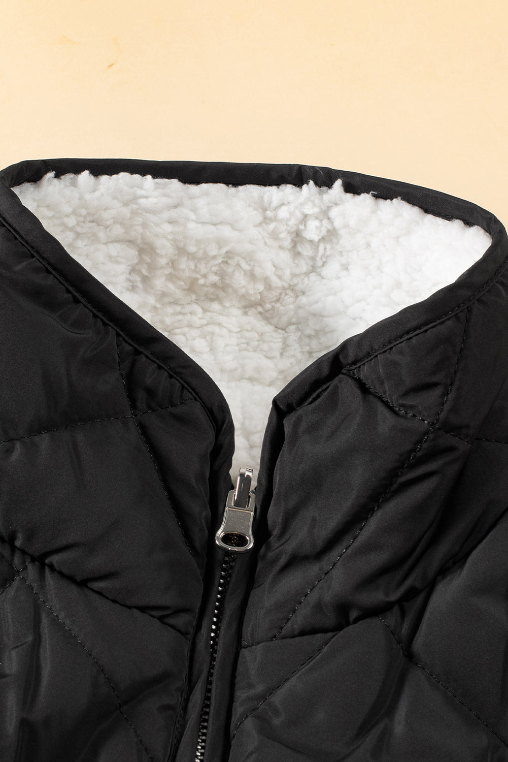 Black Zip Up Fleece Lined Quilted Vest Coat - The Fair Lady Shop