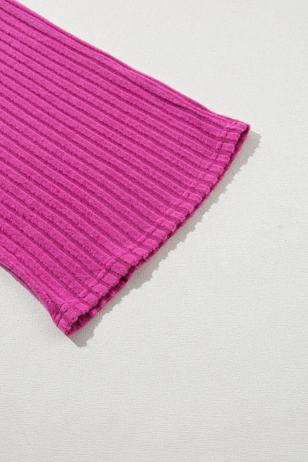 Grass Green Solid Color Ribbed Short Sleeve Wide Leg Jumpsuit - The Fair Lady Shop