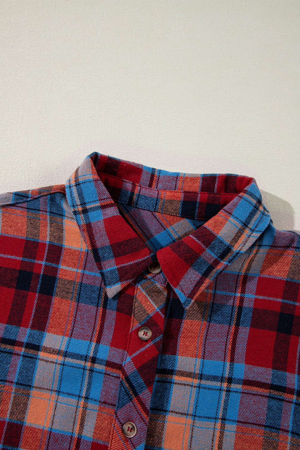 Red Plaid Print Drop Sleeve Loose Shirt - The Fair Lady Shop