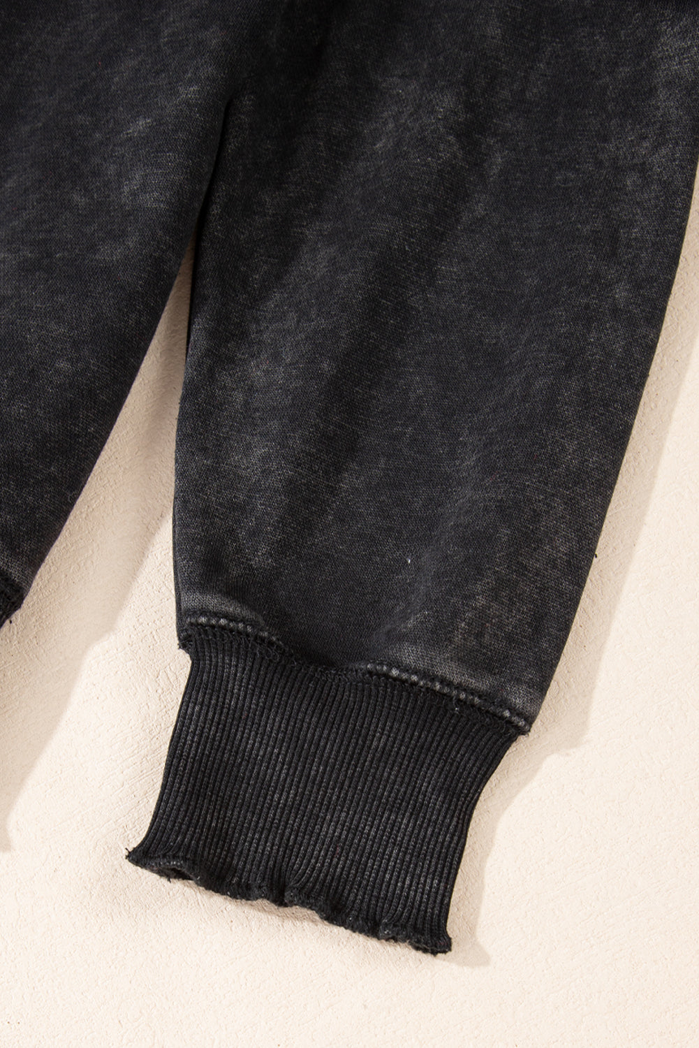 Black Solid Waffle Knit Patchwork Raglan Sleeve Sweatshirt - The Fair Lady Shop
