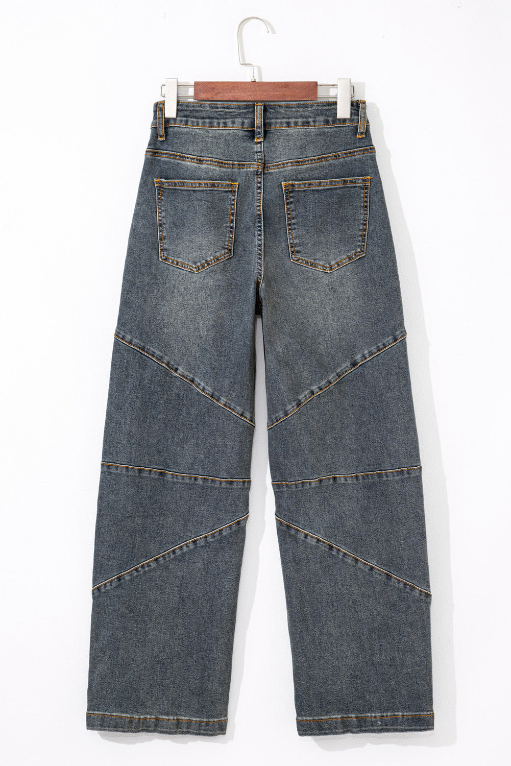 Sail Blue Criss Cross Straight Leg High Waist Jeans - The Fair Lady Shop