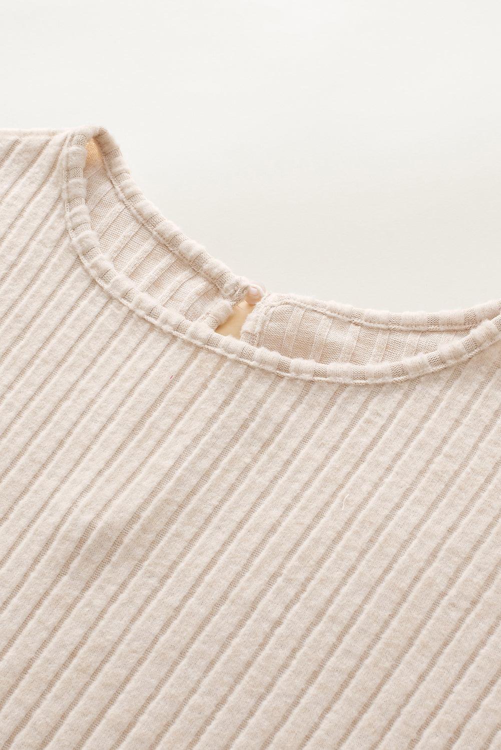 Grass Green Solid Color Ribbed Short Sleeve Wide Leg Jumpsuit - The Fair Lady Shop