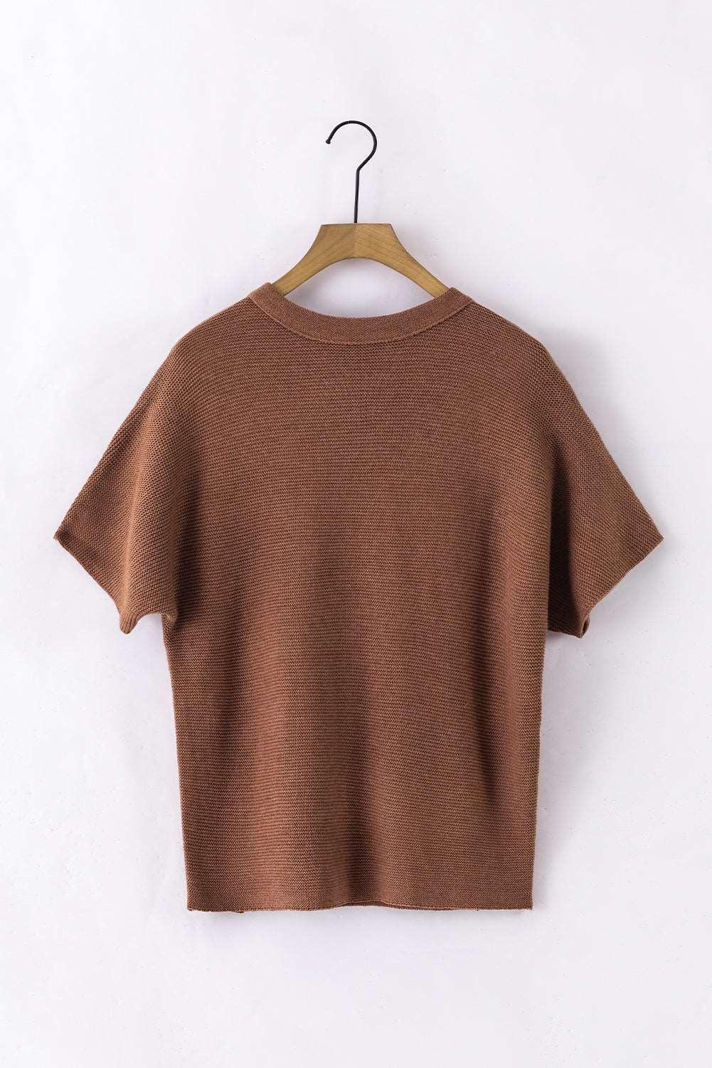 Apricot Mock Neck Short Batwing Sleeve Sweater - The Fair Lady Shop
