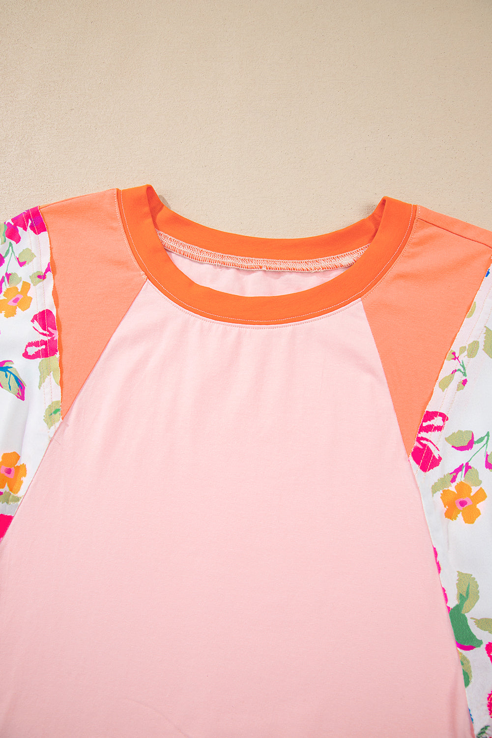 Orange Floral Patchwork Colorblock Plus Size Top - The Fair Lady Shop