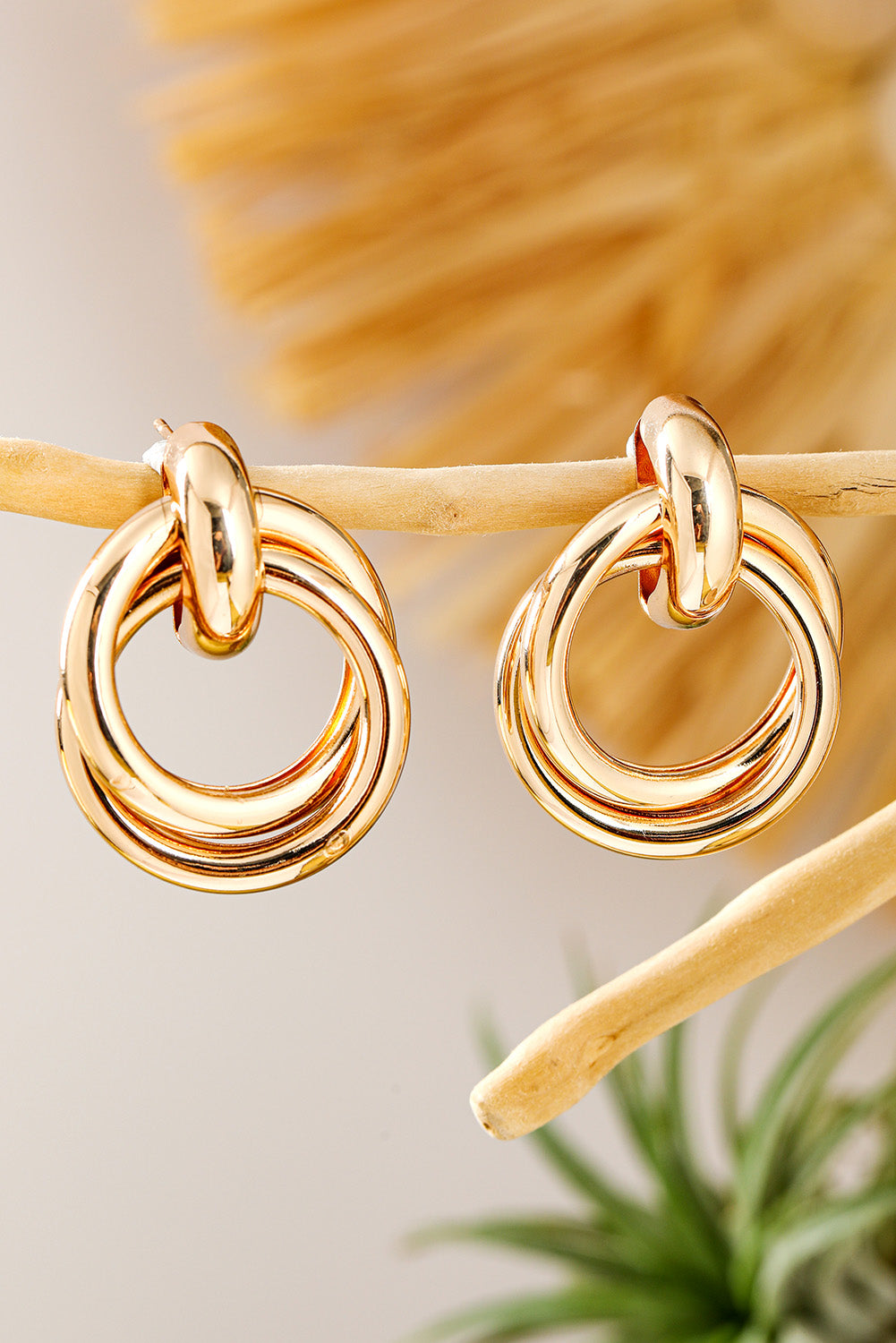 Gold Circles Plated Alloy Stud Earrings - The Fair Lady Shop