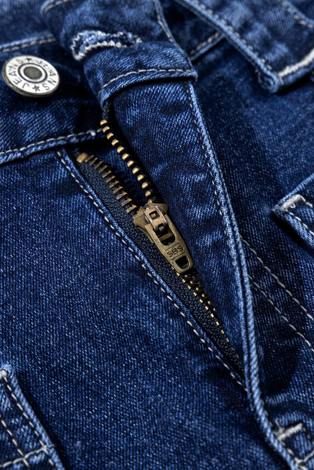 Sail Blue Wide Leg Pocketed High Waist Jeans - The Fair Lady Shop