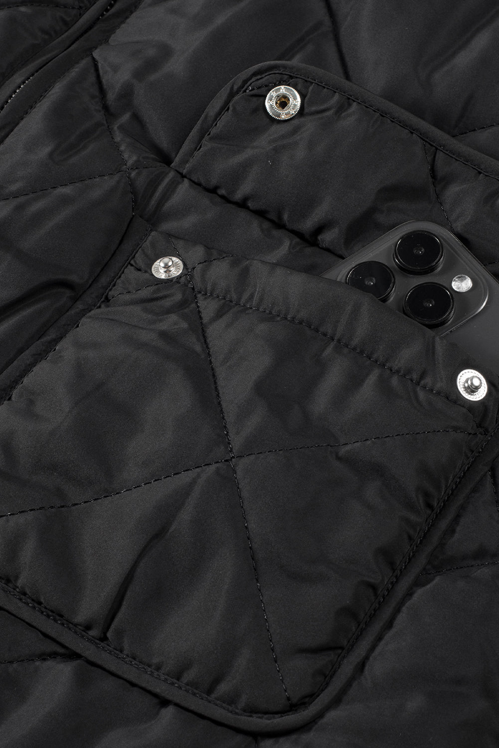 Black Zip Up Fleece Lined Quilted Vest Coat - The Fair Lady Shop