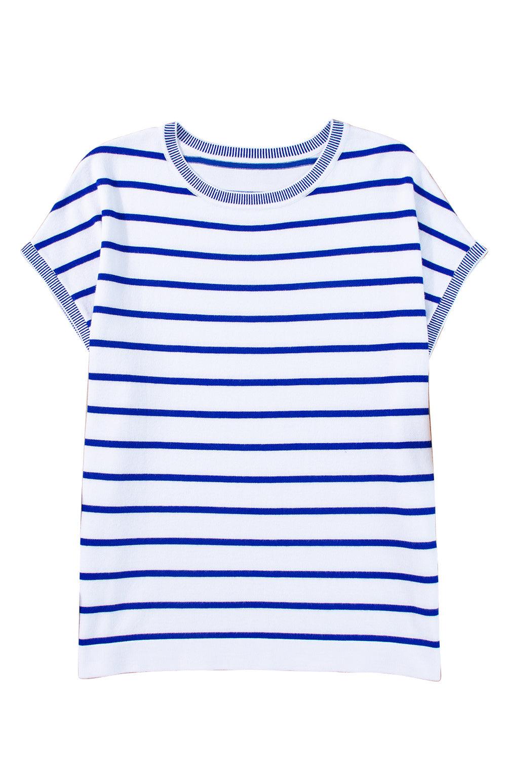 Khaki Stripe Knitted Dolman T Shirt - The Fair Lady Shop