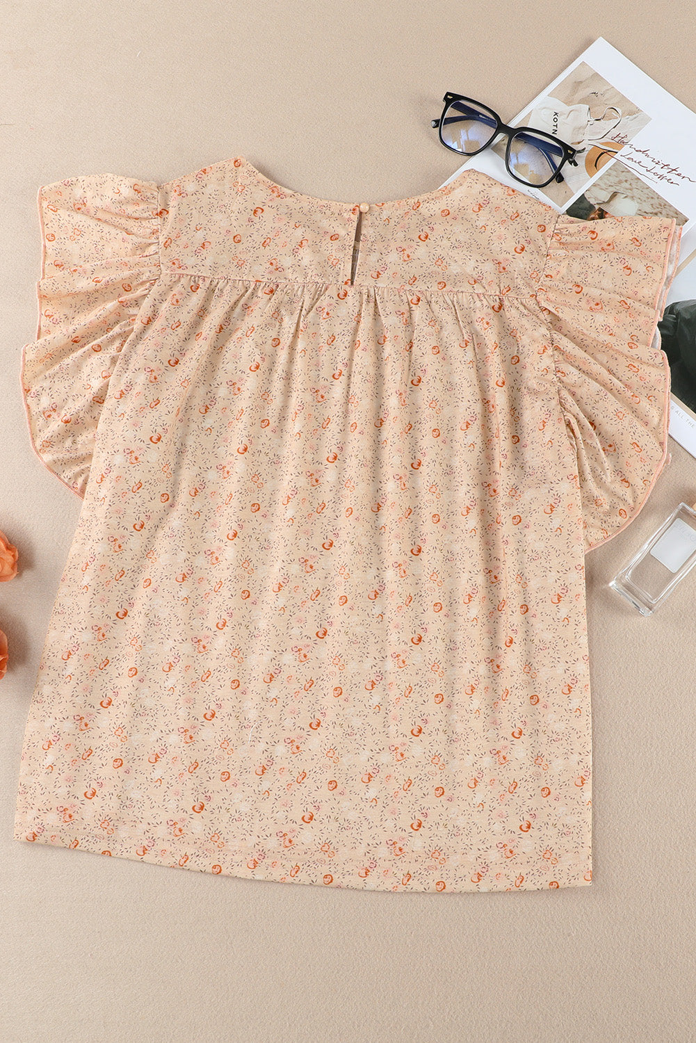 Apricot Plus Size Smocked Ditsy Floral Ruffle Blouse - The Fair Lady Shop