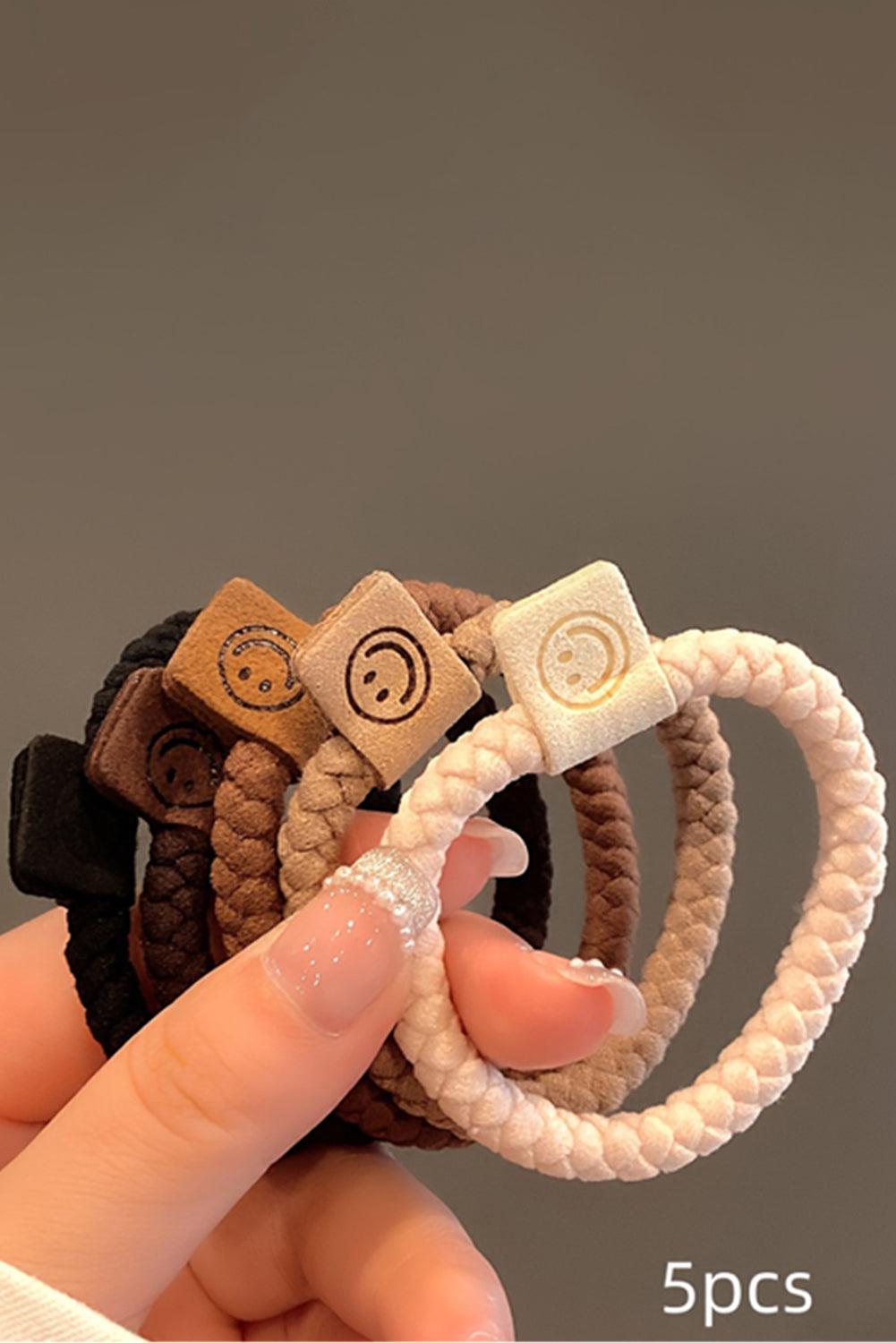 Chestnut 5Pcs Smile Face Decor Braided Hairband - The Fair Lady Shop