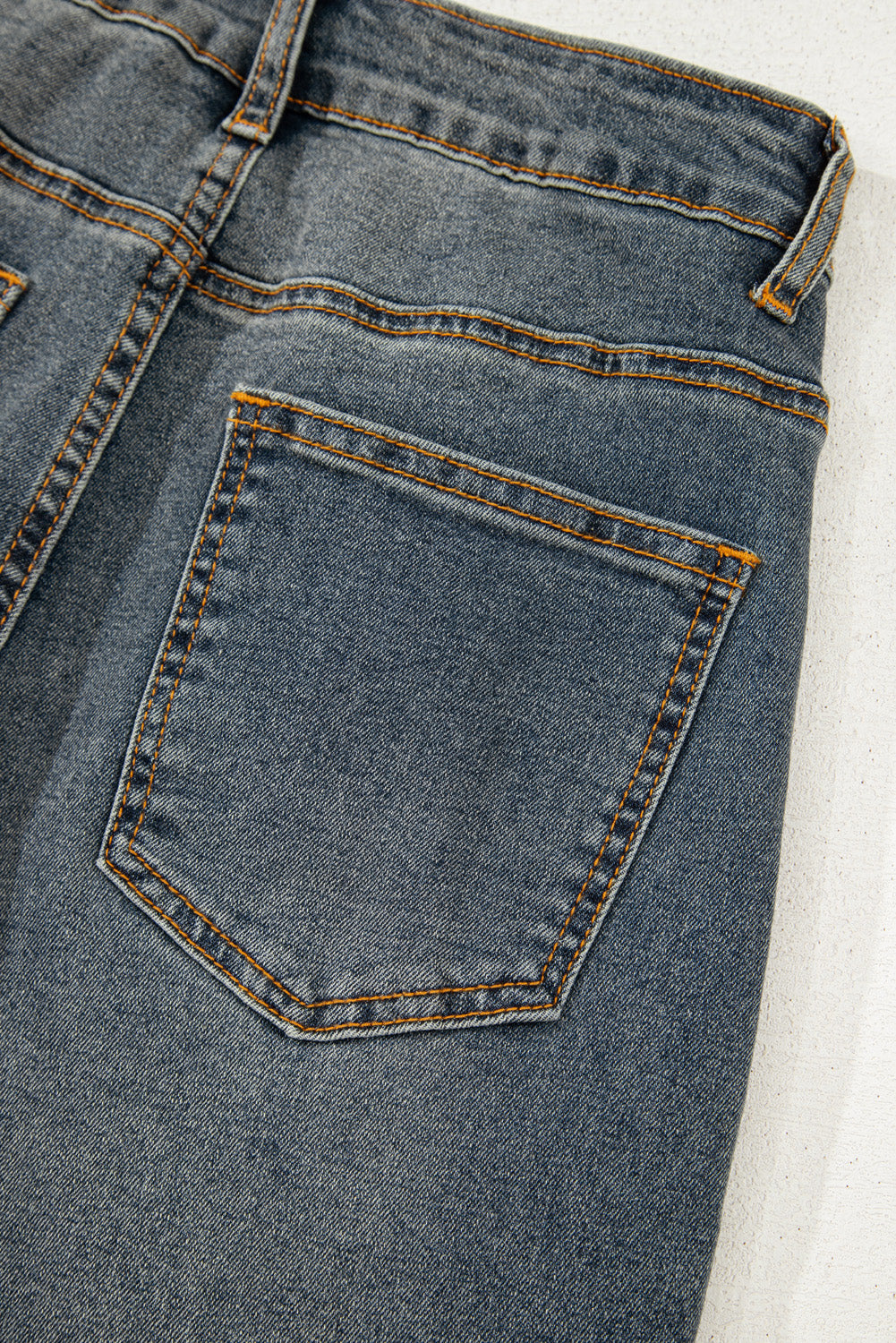 Sail Blue Criss Cross Straight Leg High Waist Jeans - The Fair Lady Shop
