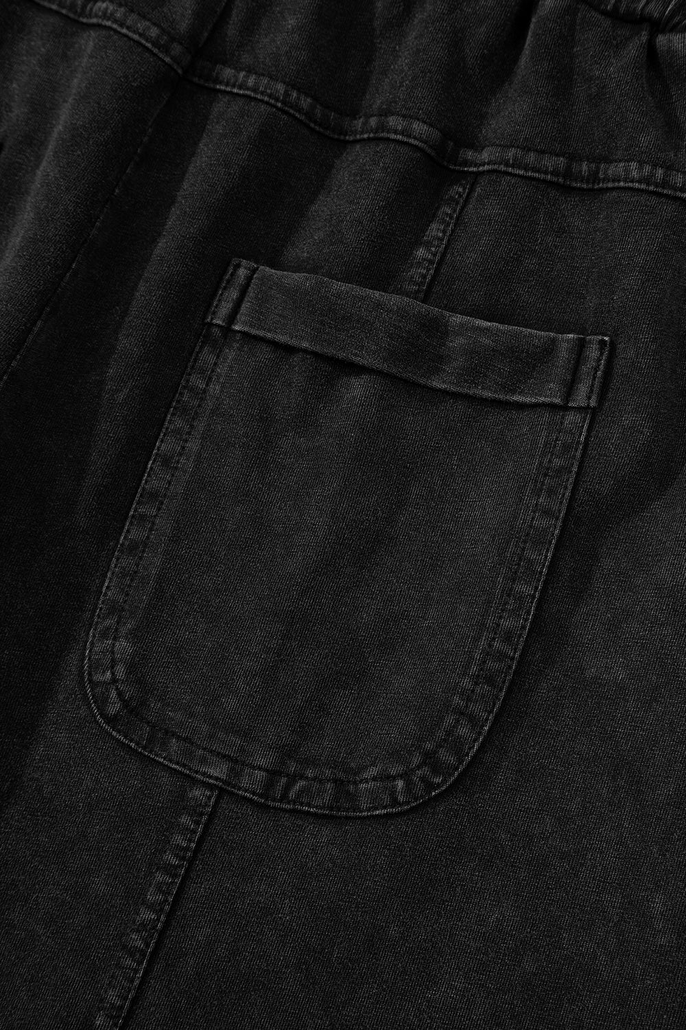 Black Mineral Wash Exposed Seam Wide Leg Cargo Pants - The Fair Lady Shop